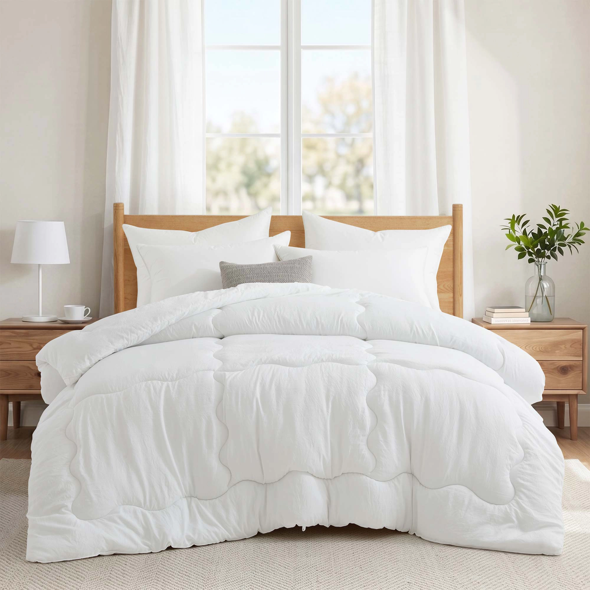PEACENEST Antibacterial Down Alternative Comforter All Season Soft Duvet Insert