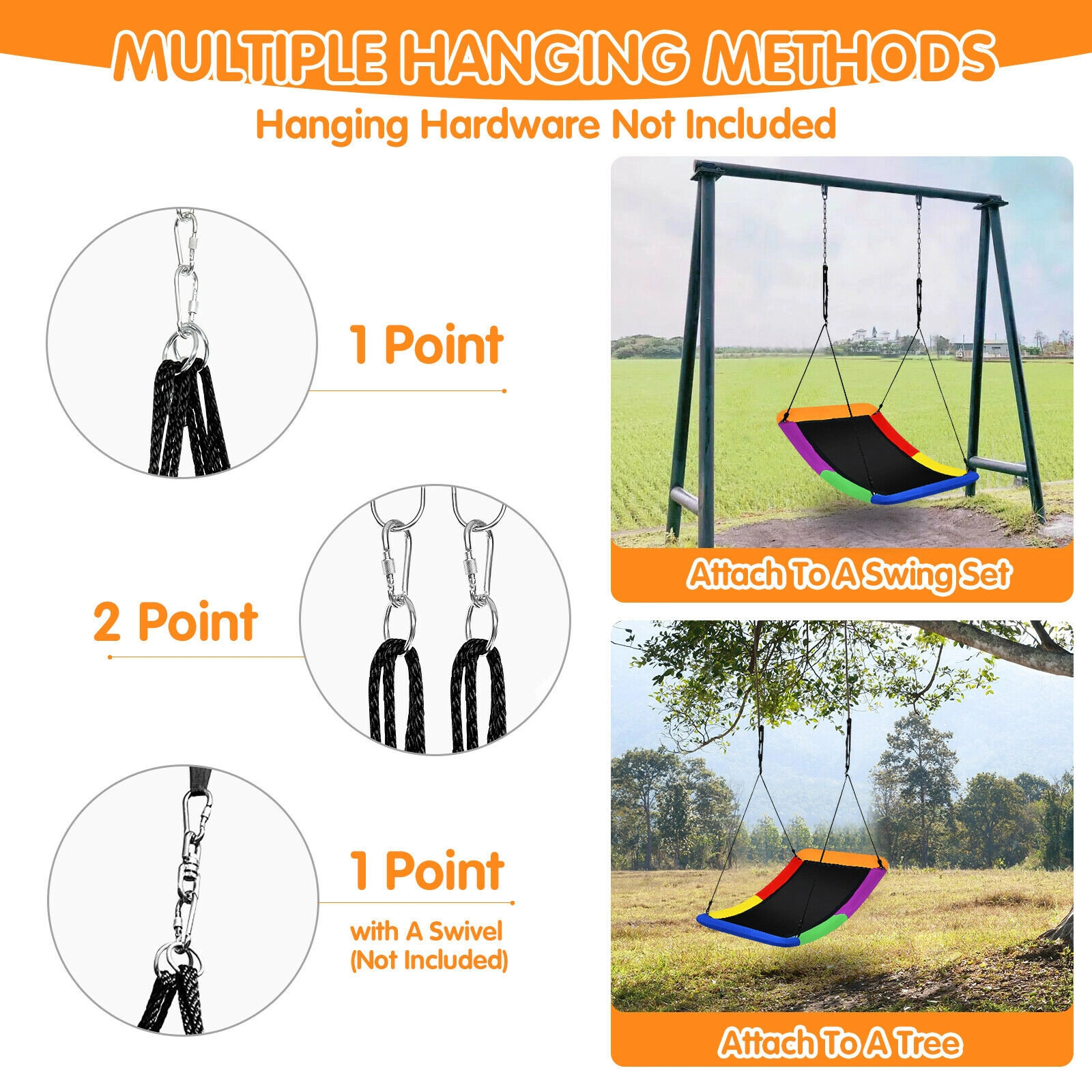 SUGIFT 60 x 32 in Platform Swing with 700 lb Capacity, Adjustable Rope and Padded Steel Frame