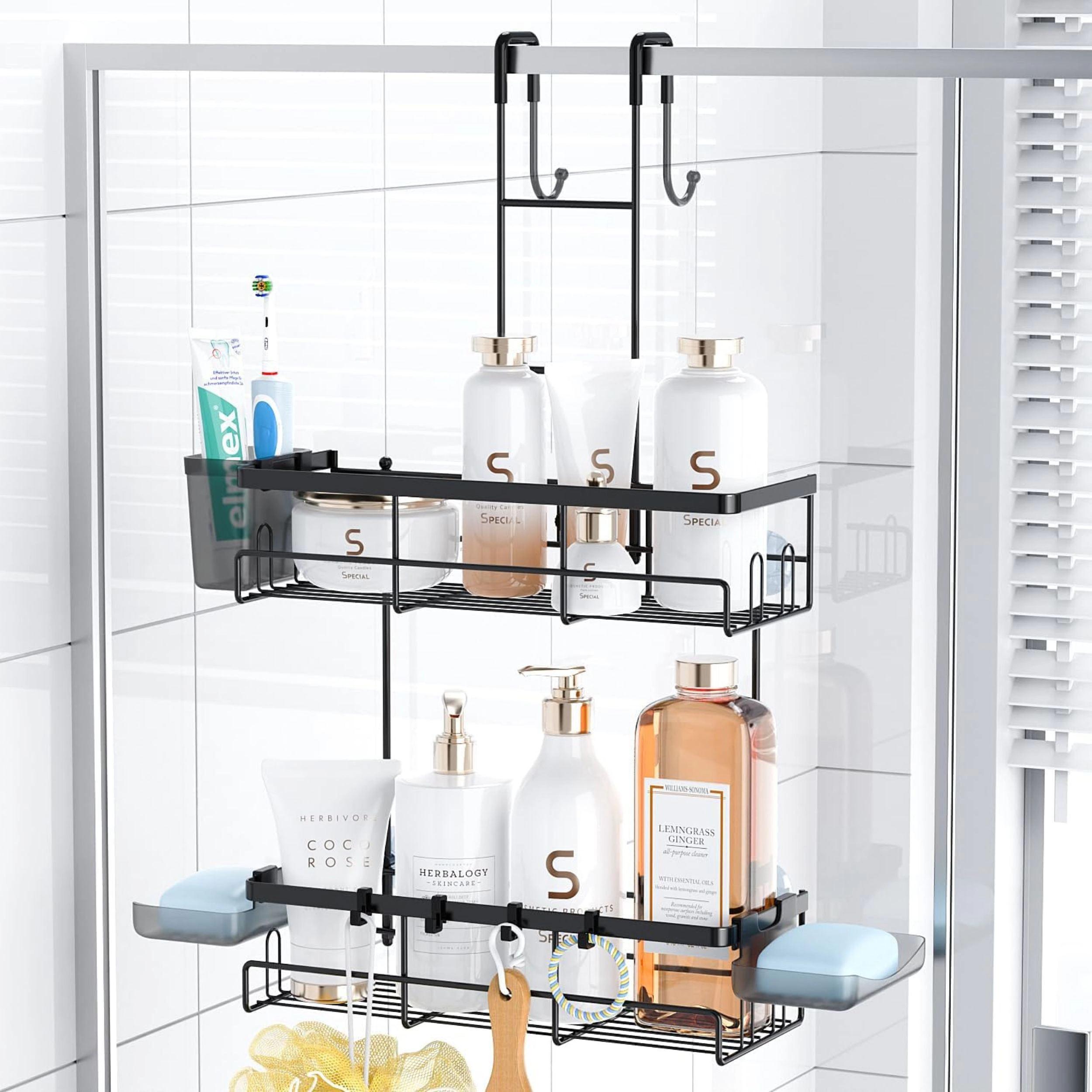 Stock Preferred Over the Door Rustproof Shower Caddy Organizer with Hooks