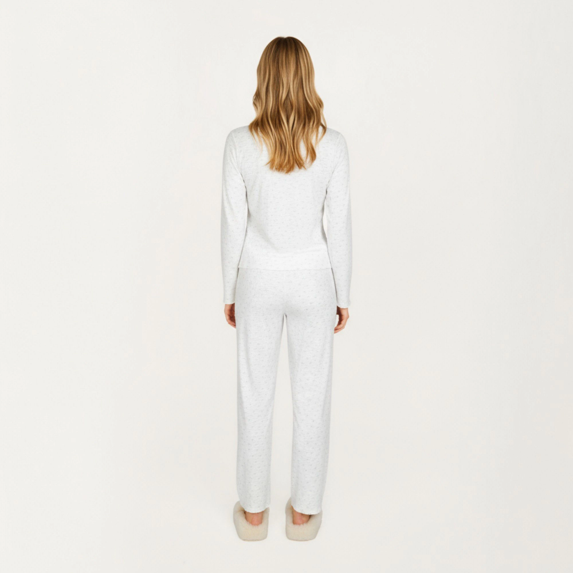 Anna-Kaci Women's 2-Piece Top with Built-In Chest Pads and Relaxed Fit Pants Pajama Set Soft Textured Fabric