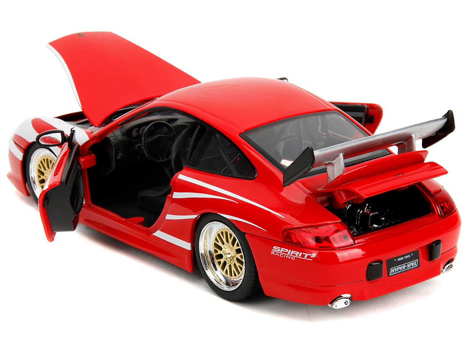 Jada Porsche 911 GT3 (996) Red with White Graphics "Hyper-Spec" Series 1/24 Diecast Model Car by Jada
