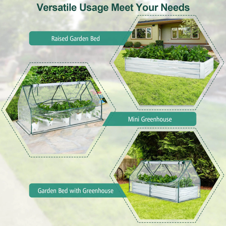 Hivvago 6 x 3 x 3 Feet Galvanized Raised Garden Bed with Greenhouse