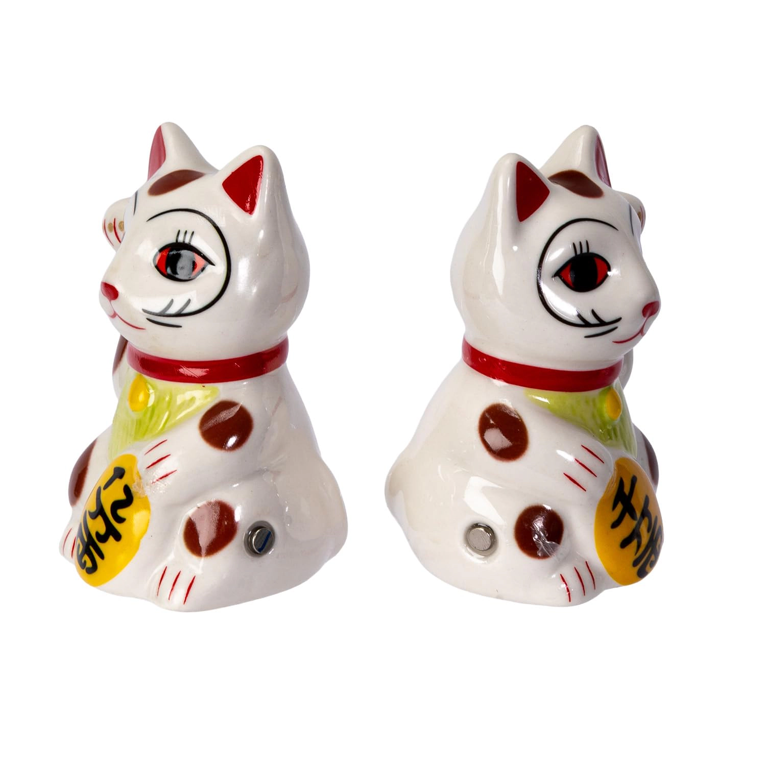 Pacific Giftware Japanese Maneki Neko Lucky Cat Magnetized Ceramic Salt and Pepper Shakers