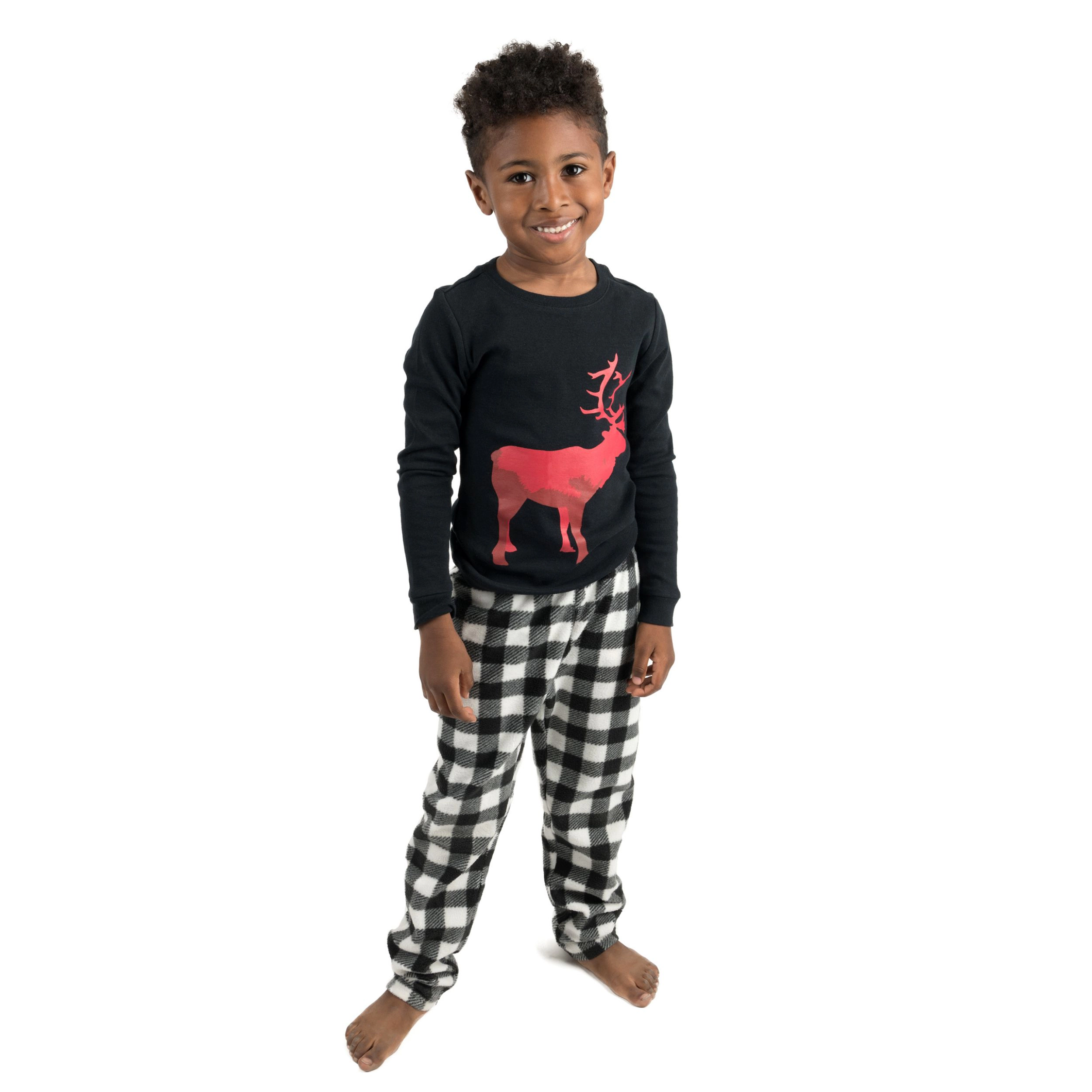 Leveret Toddler/Kids Holiday Print Cotton Top & Fleece Pants Pajama Set