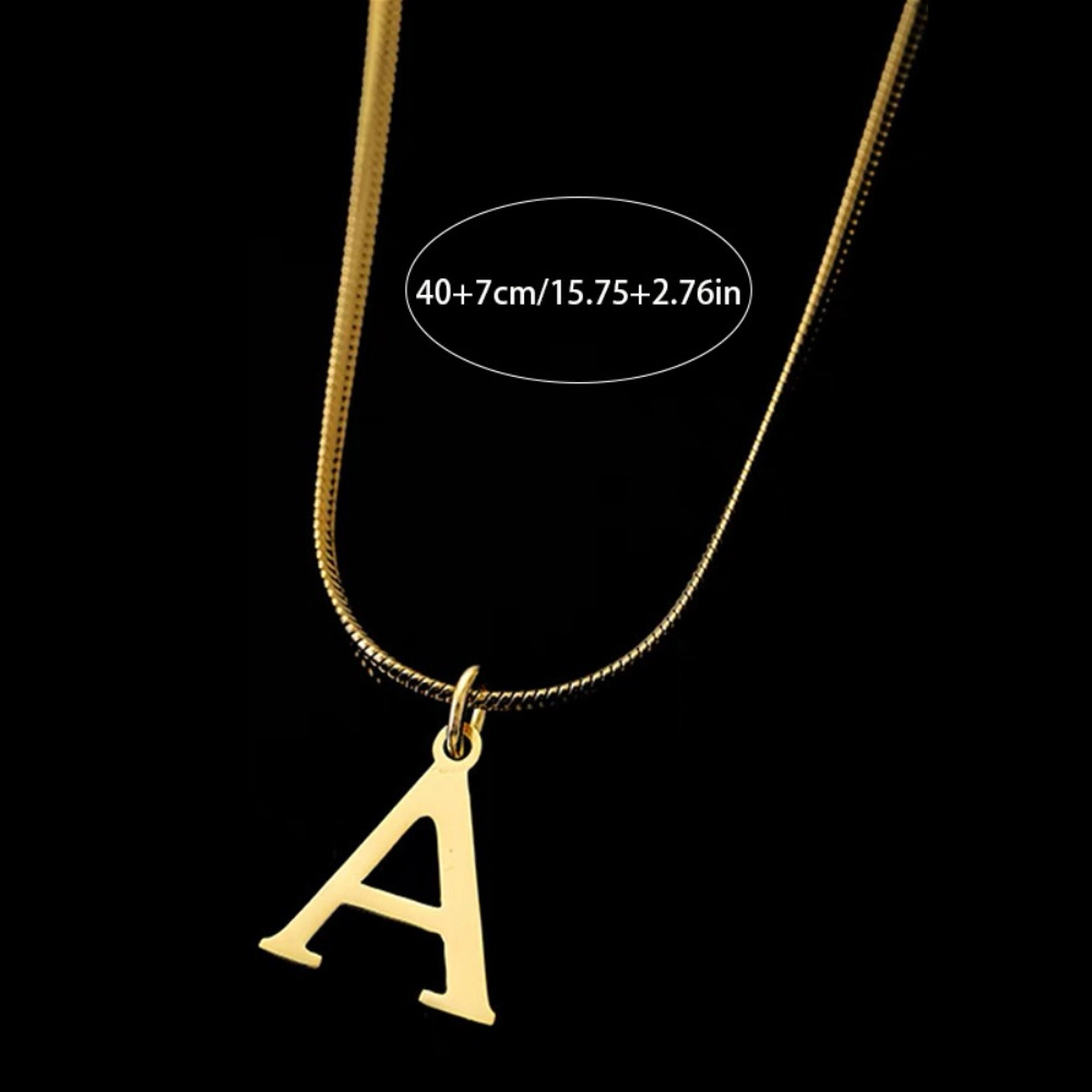 18K Gold Plated Initial Letter Necklace Snake Chain Alphabet Pendant