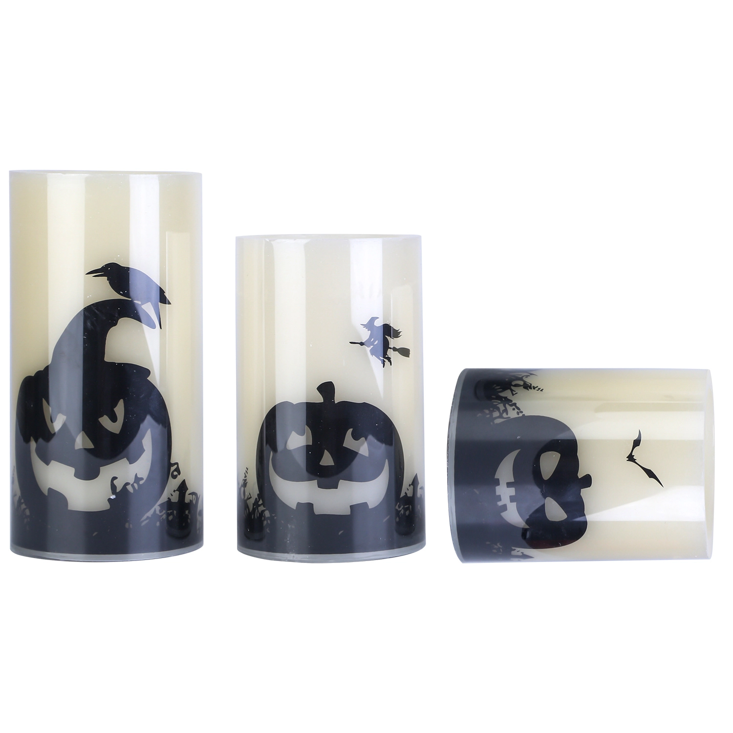 GBruno 3-Pack Timer Halloween Flameless Candle Lamps