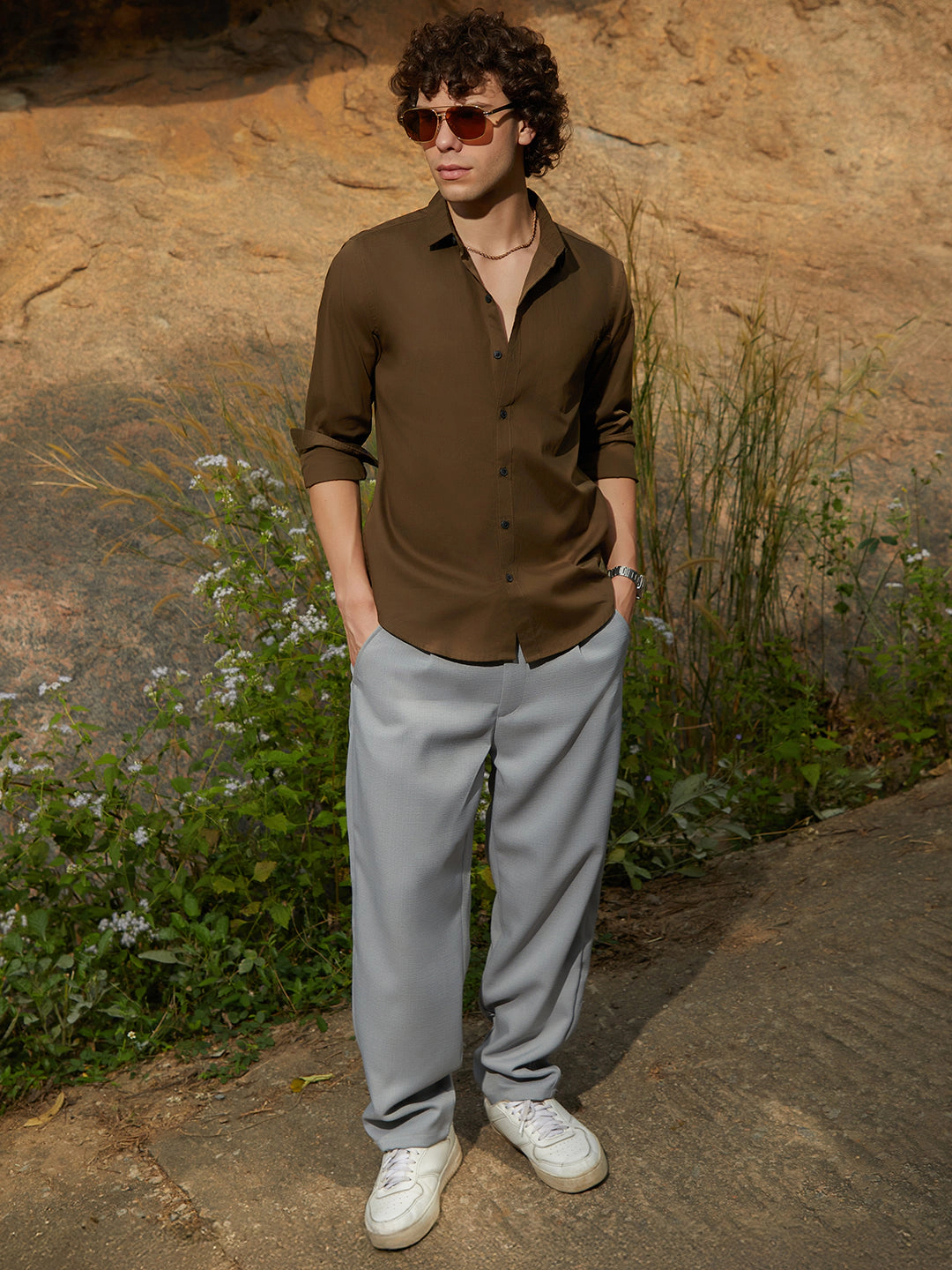 Cahoot Men's Solid Button-Up Shirt