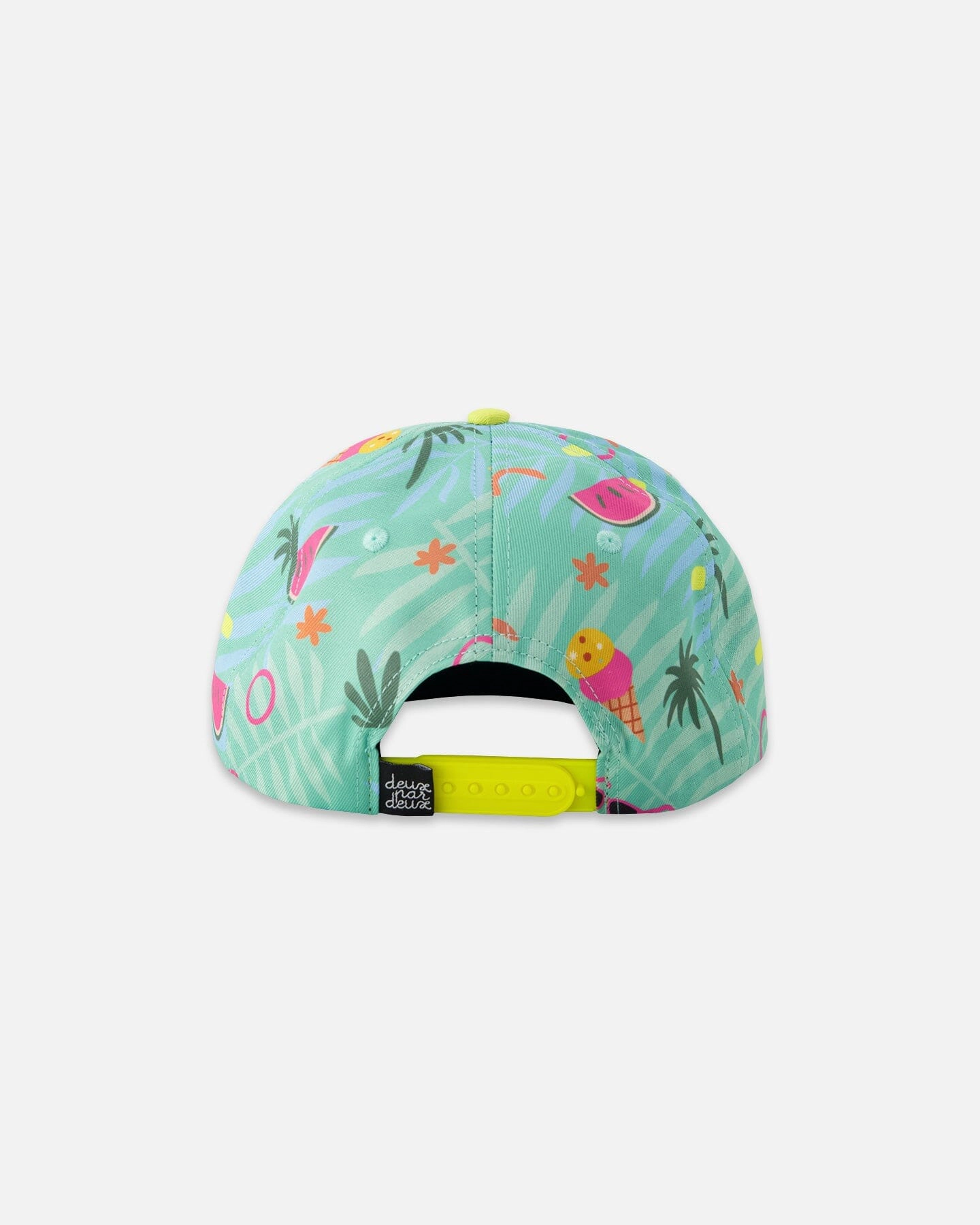 Deux par Girls Beach Print Contrast Brim Logo Patch Cap