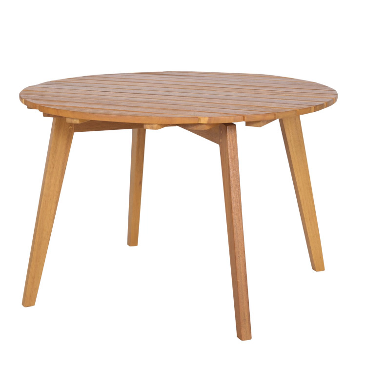 Hivvago Round Outdoor Acacia Wood Side Table With Slatted Tabletop