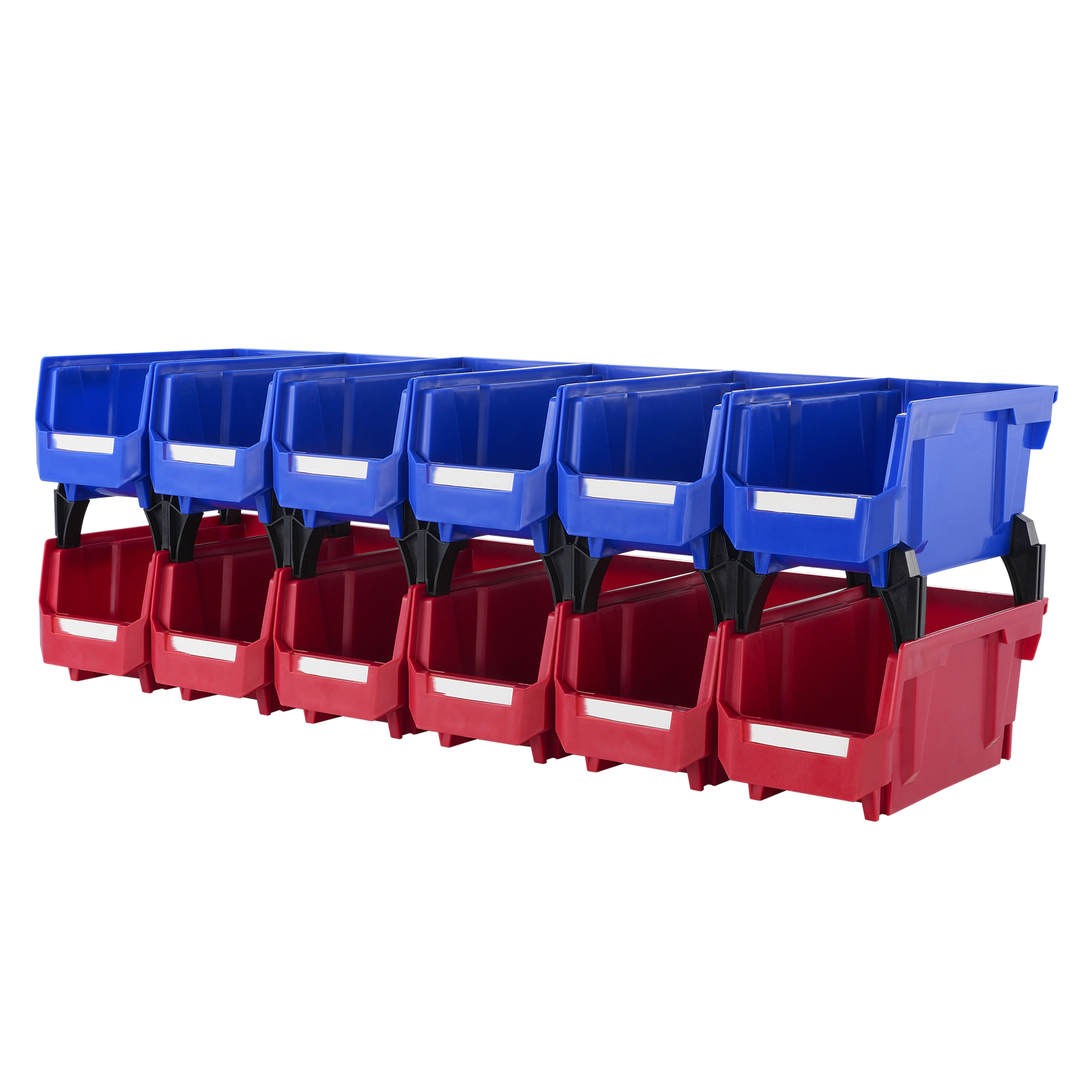 HONGGE Plastic Storage Bin 5-Inch Hanging Stackable Storage Organizer Bin Blue/Red Heavy Duty Stacking Containers for