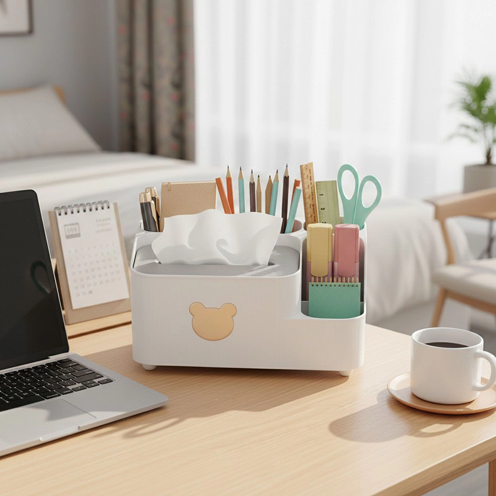 Alilang Women Multi-Compartment Plastic Tissue Box Organizer with Side Storage