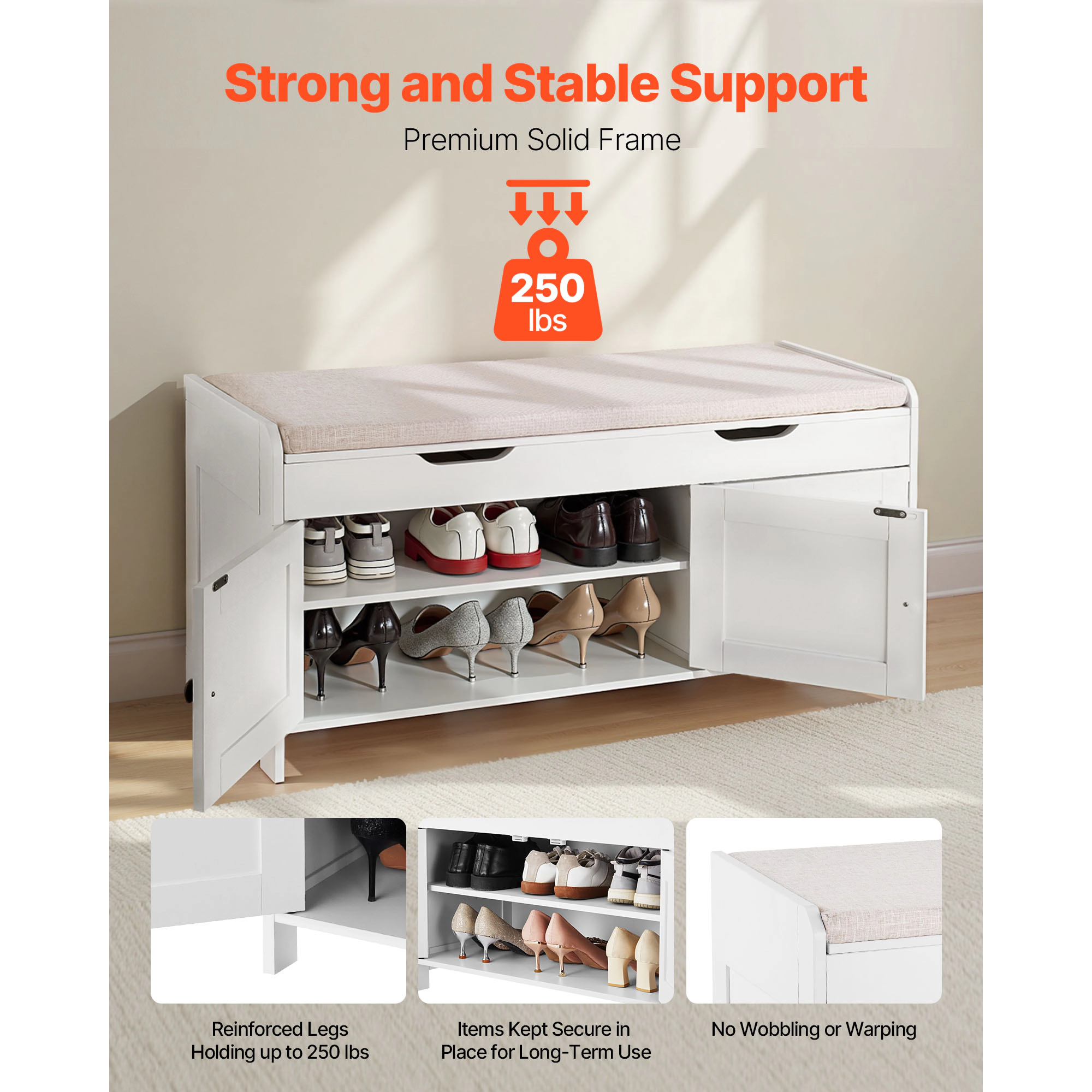 HONGGE Shoe Storage Bench for Hallway Entryway Bedroom
