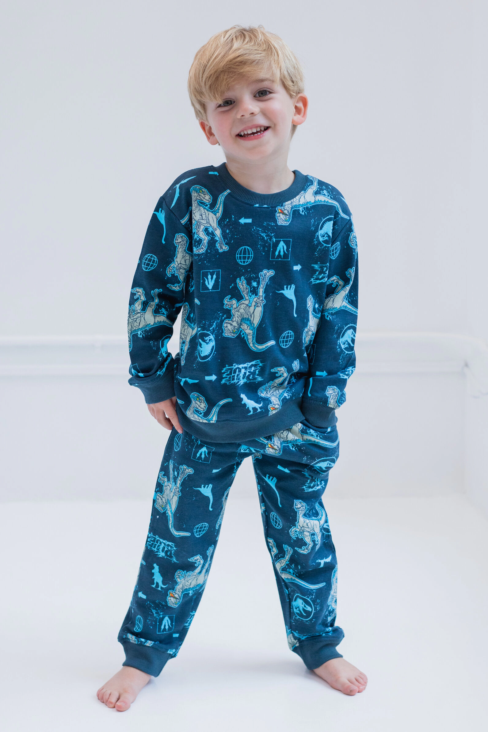 Jurassic World Park Blue (Dinosaur) Boys' 2-Piece Sweatshirt and Pants Set