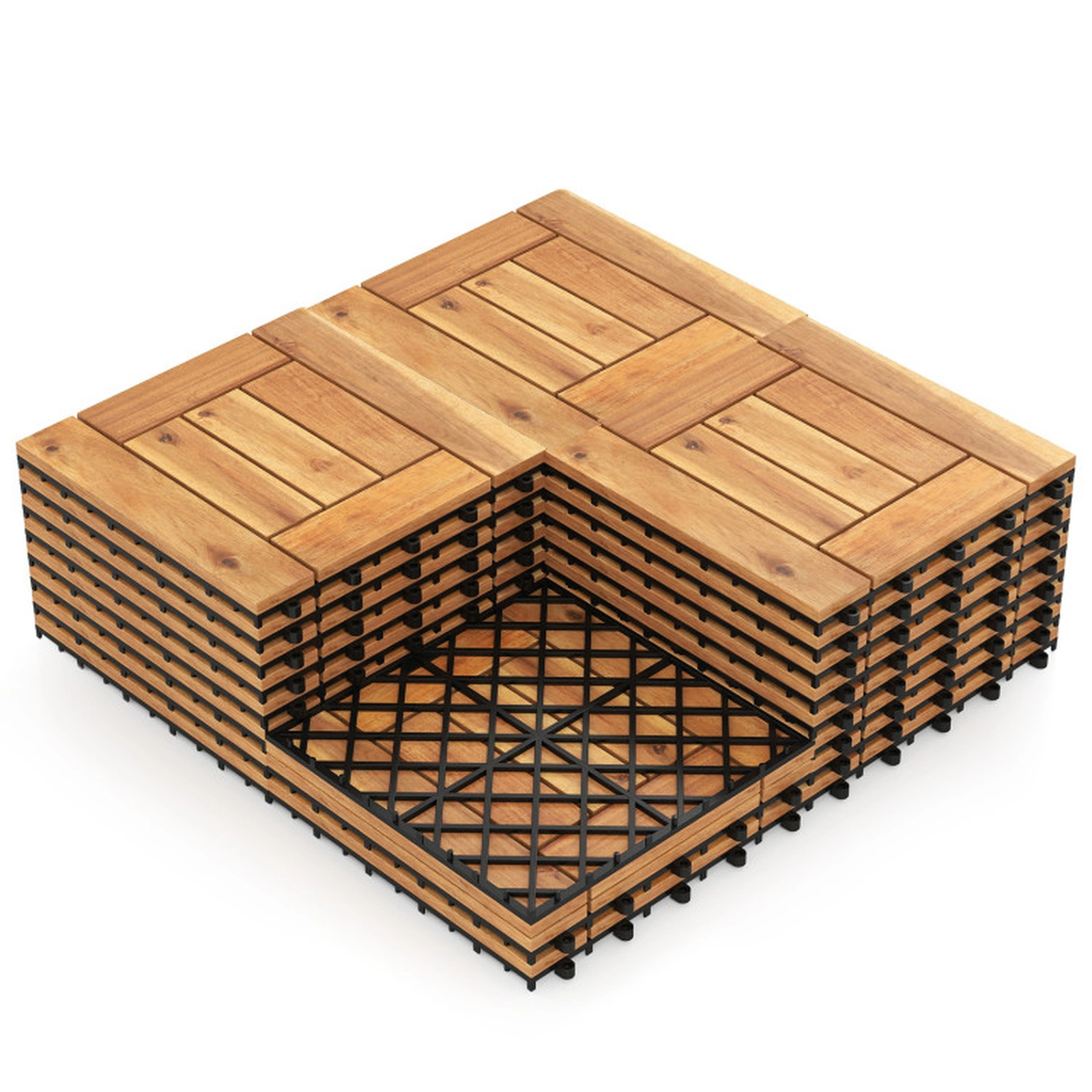 SUGIFT Interlocking Floor Mat Tiles 500-lb Capacity Indoor Outdoor Patio Balcony Porch Poolside Natural