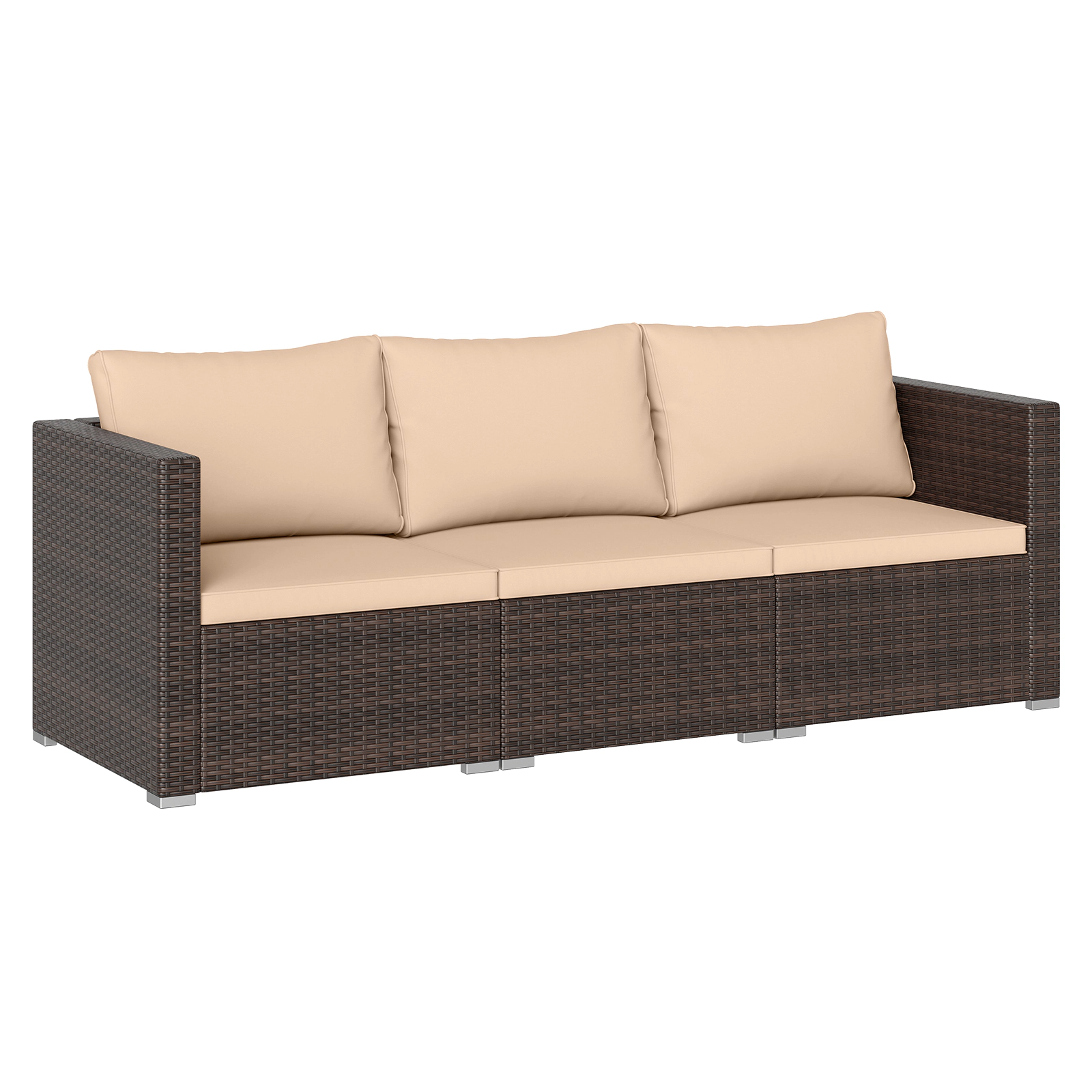 SUGIFT Patio Sectional Sofa Set with Soft Cushions 400-lb Capacity Beige