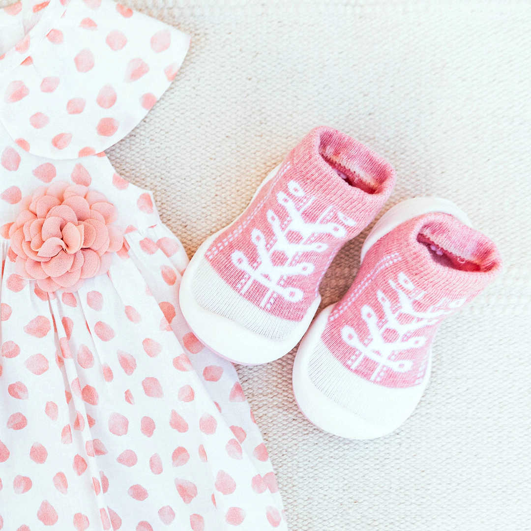 Komuello Toddler Girl First Walk Sock Shoes Sneakers - Pink