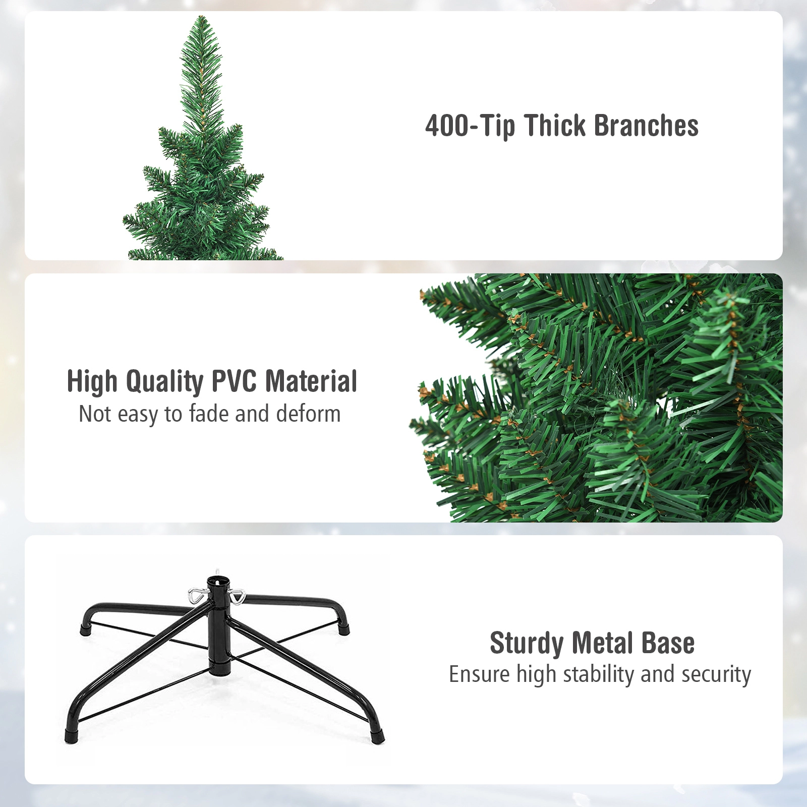 SUGIFT 6-ft Green Slim Pencil Christmas Tree Unlit with 400 Branch Tips and Metal Stand 2.1-ft W