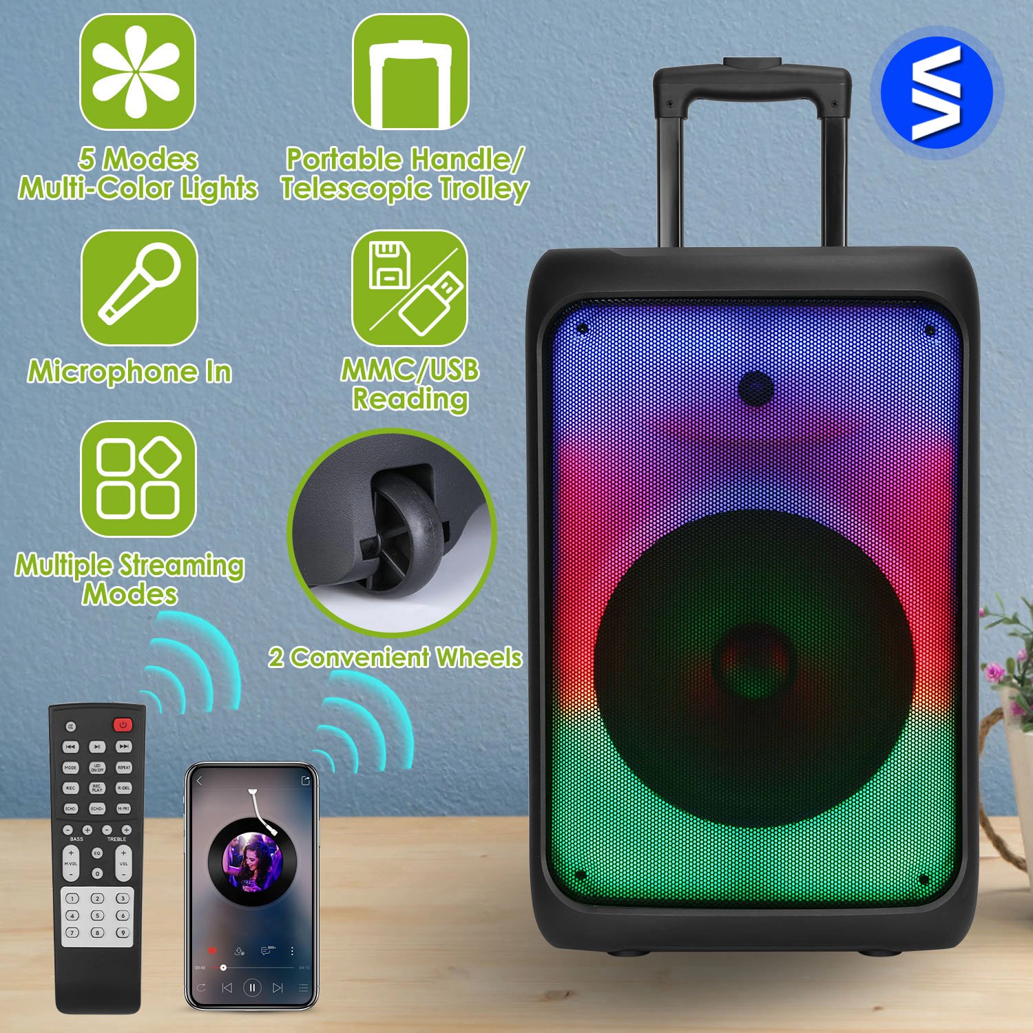 GBruno LED Wireless Party Speaker With Trolley
