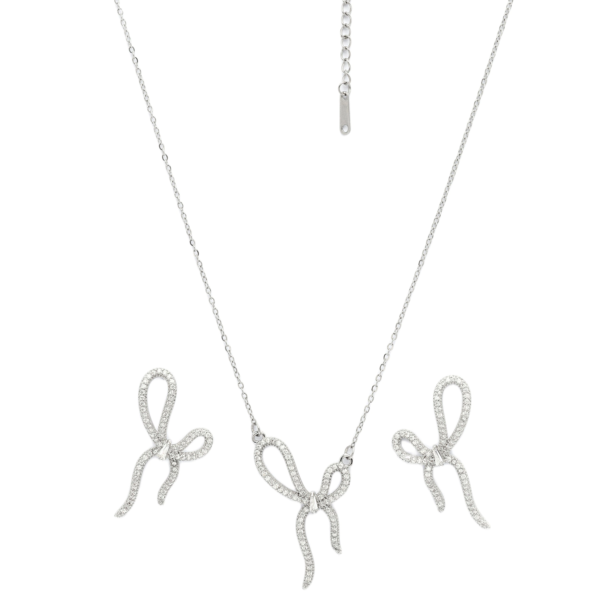 AGP PARIS Twinkling Bow Womens Necklace and Earrings Set