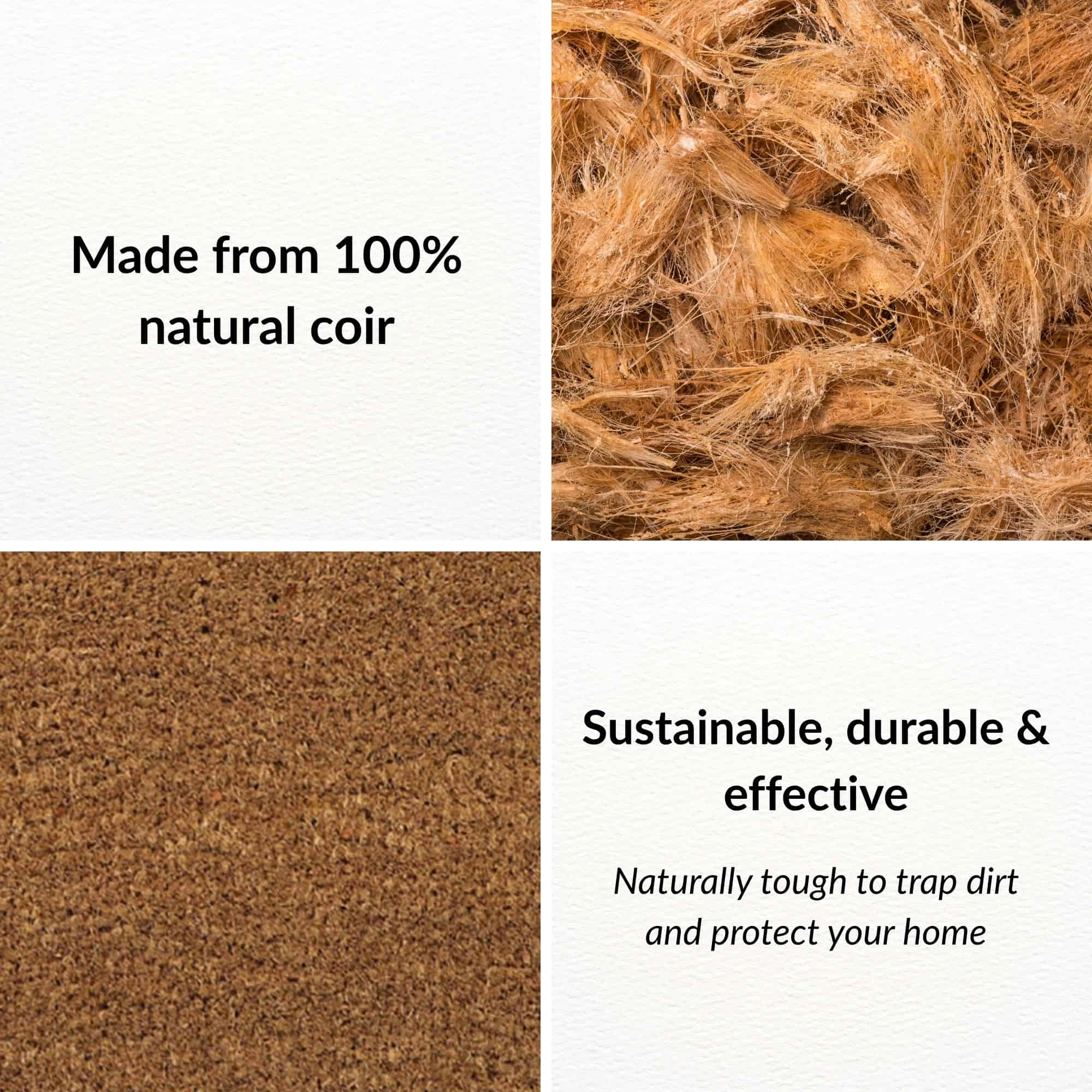 Evideco French Home Goods Natural and Black Hello Home Coir Doormat 30 x 18 Inches