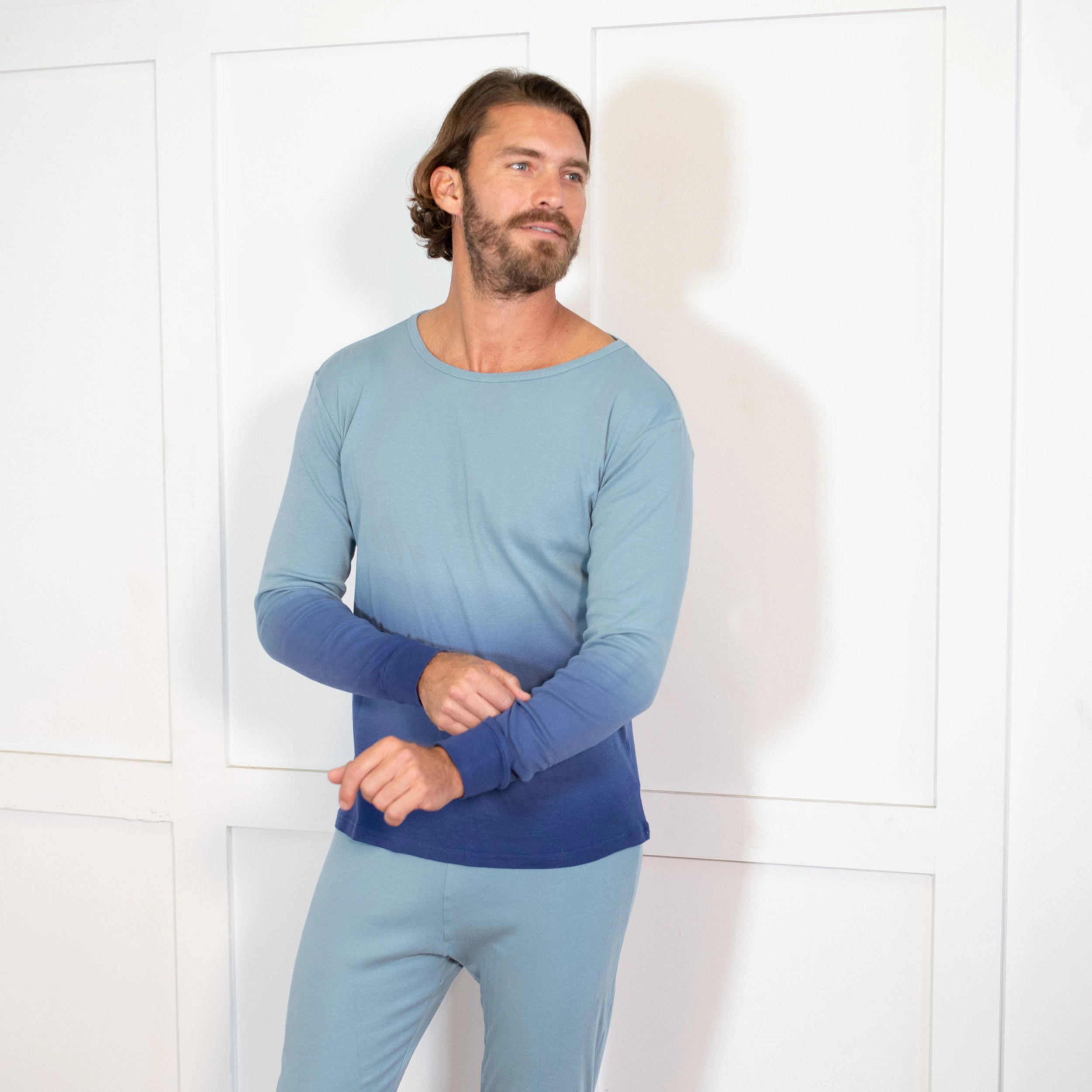 Leveret Men's 2-Piece Cotton Snug Fit Ombre Pajama Set
