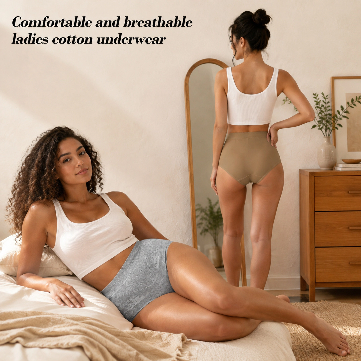 WZK Womens 5-Pack High Waisted Cotton Tummy Control Full Coverage Briefs Panties