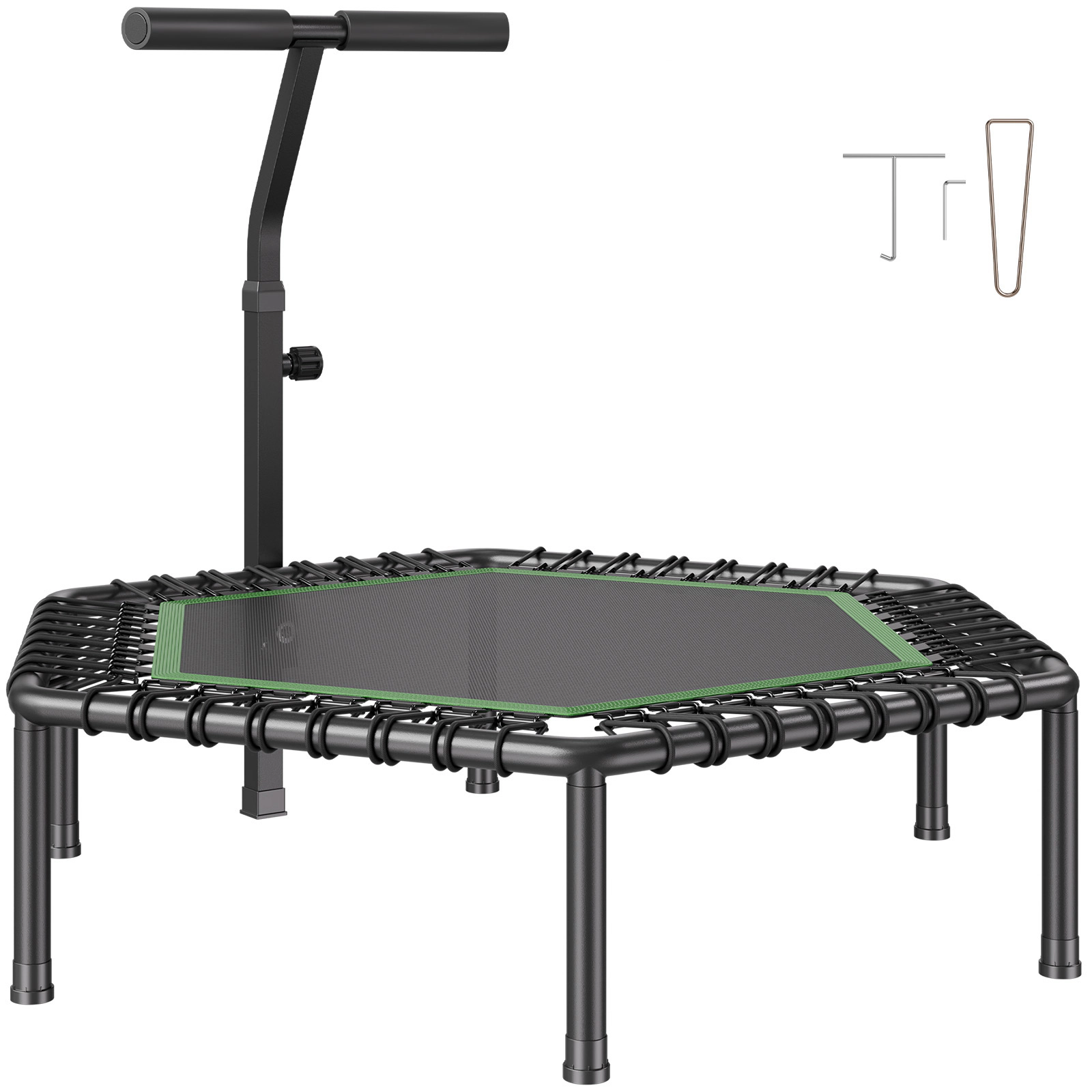 HONGGE 54.5-Inch Mini Trampoline Rebounder for Adults, 450 lbs Capacity, 3-Level Adjustable Handle
