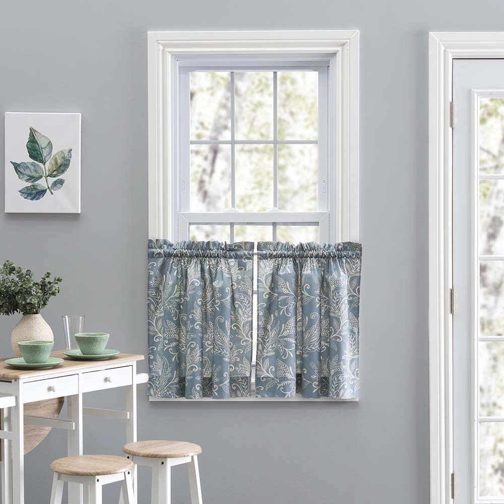 Ellis Curtain Lexington Leaf Pattern on Colo Ground Curtain Tiers