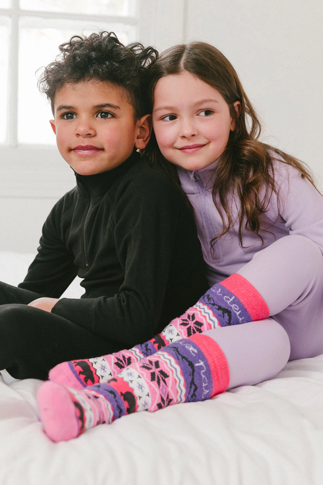 Deux par Girls Nordic-Inspired Cushioned Ski Socks