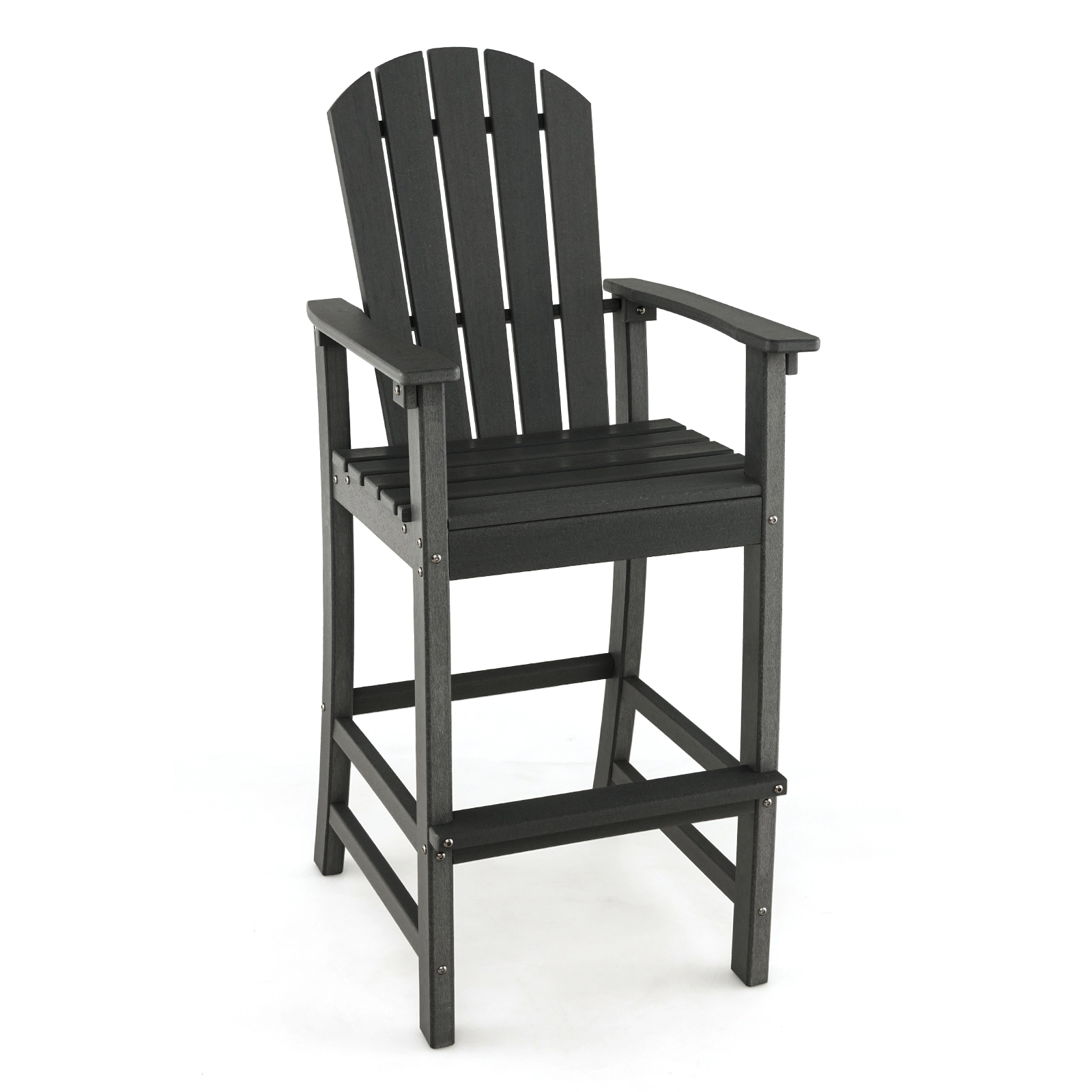 SUGIFT Black Armrests and Footrest 30 Inch Counter Height Outdoor HDPE Bar Stool