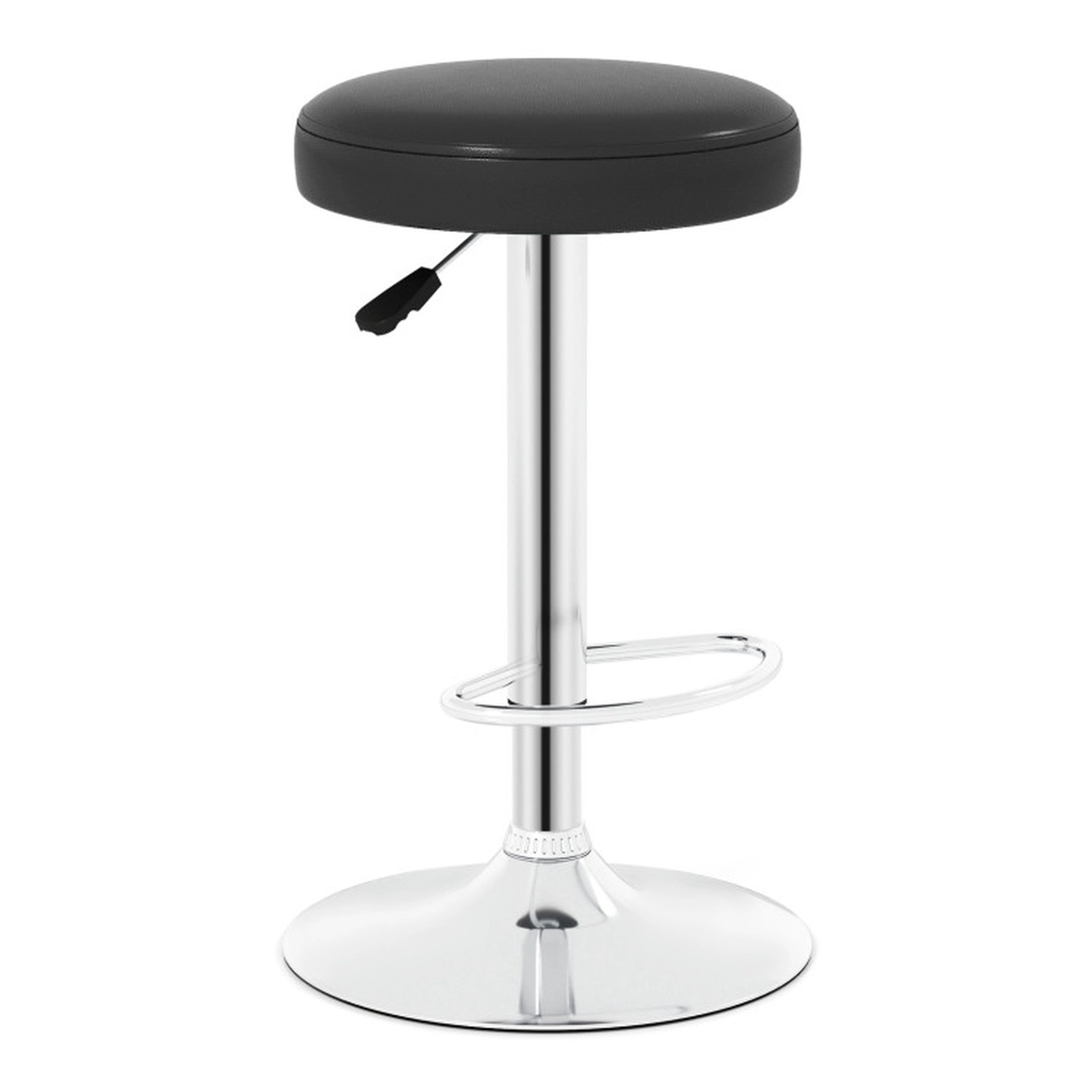 SUGIFT Black Adjustable-Height Backless Swivel Bar Stool with PU Leather Seat and Footrest
