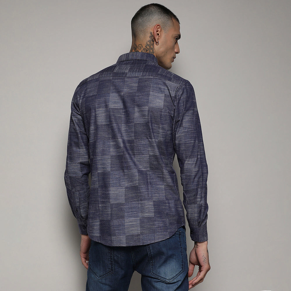 Men's Heathered Denim Check Shirt