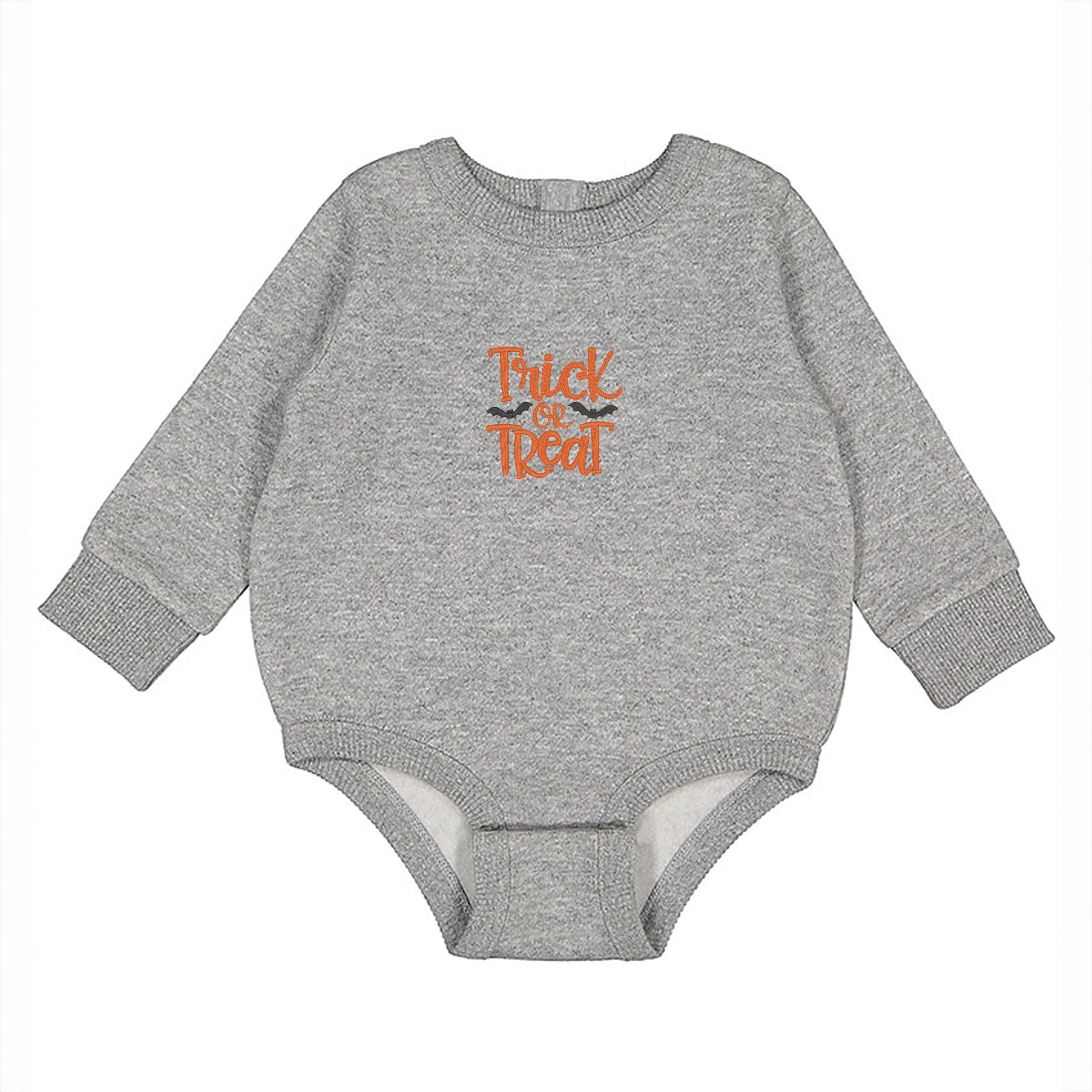 The Juniper Shop - Infant Fleece BodySuit Embroidered Bats Trick or Treat
