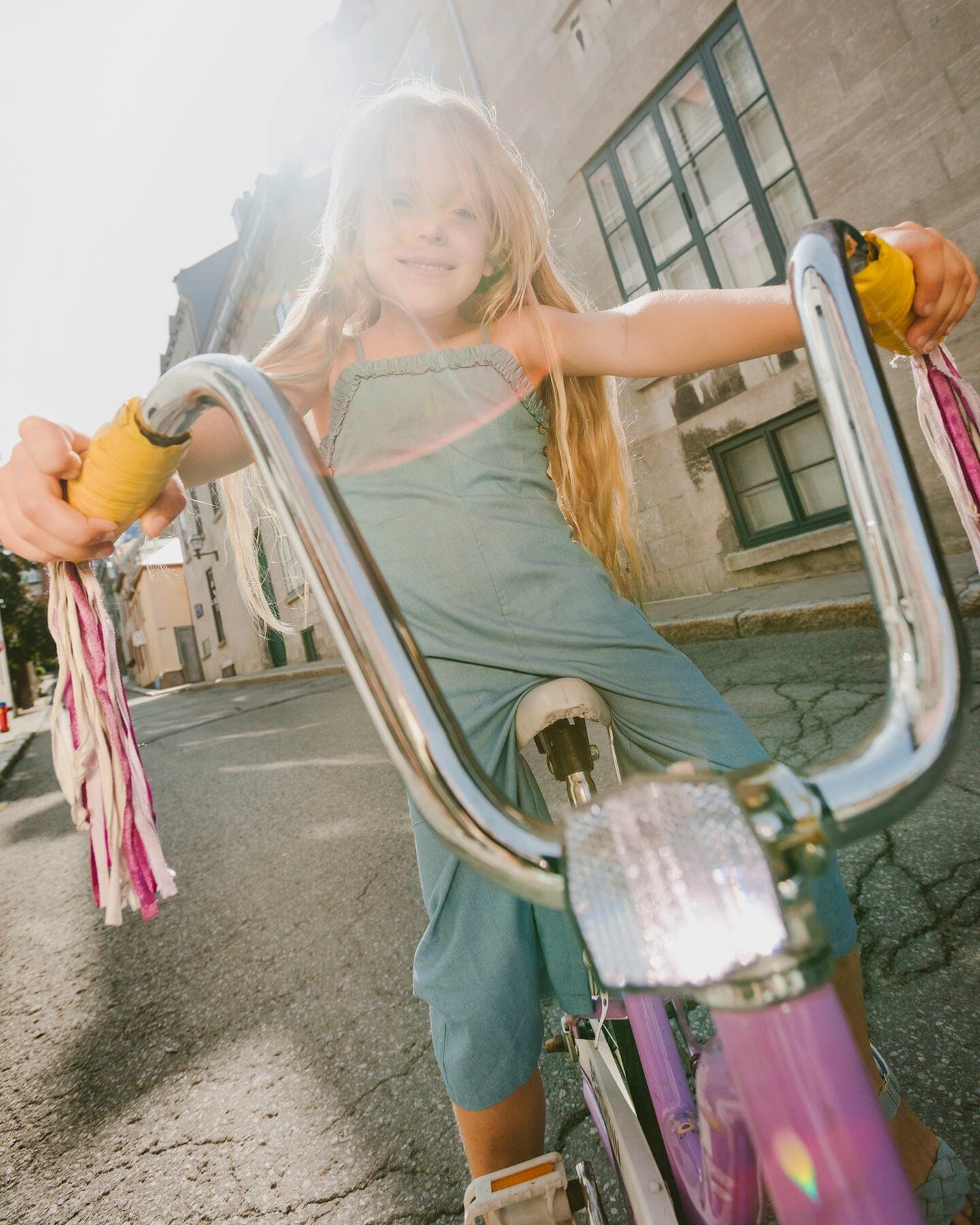 Deux par Deux Girls Chambray Frilled Jumpsuit