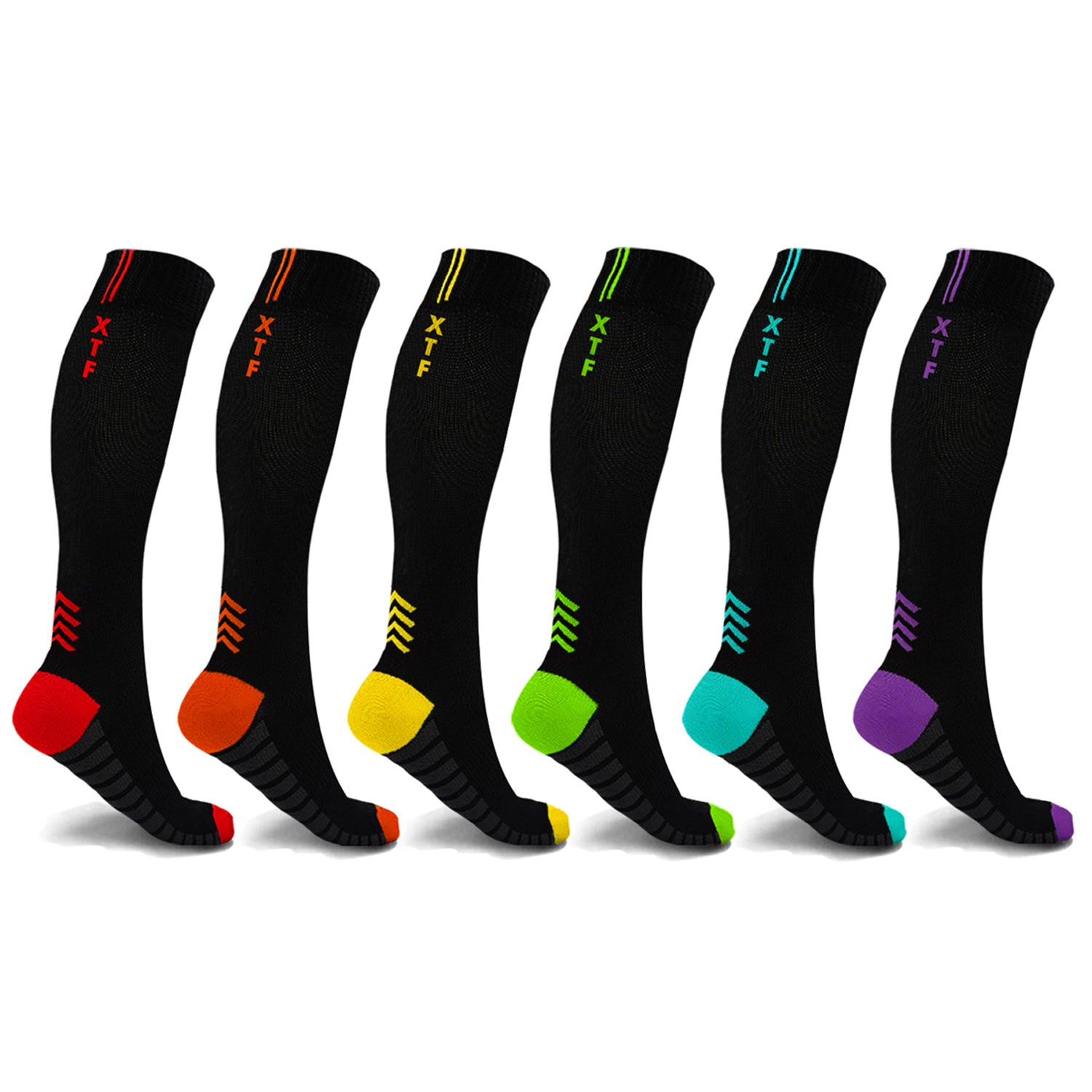 Extreme Fit Compression Socks High Energy For Men And Women Knee High - 6 Pair