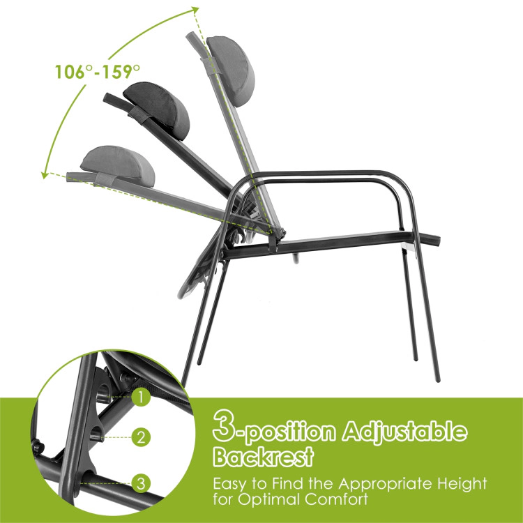 Hivvago 3 Pieces Patio Bistro Furniture Set With Adjustable Backrest