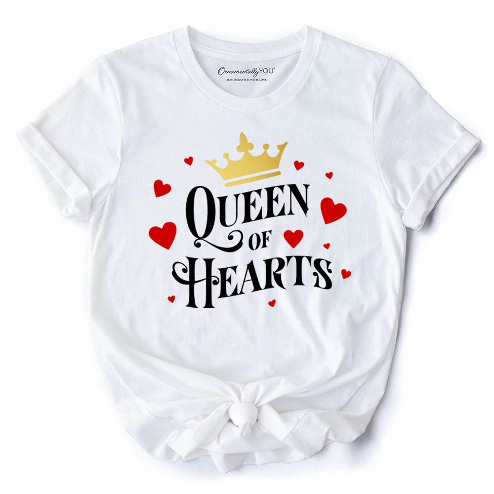 OrnamentallyYou Womens Queen Of Hearts Crown Royal Valentine T-Shirt