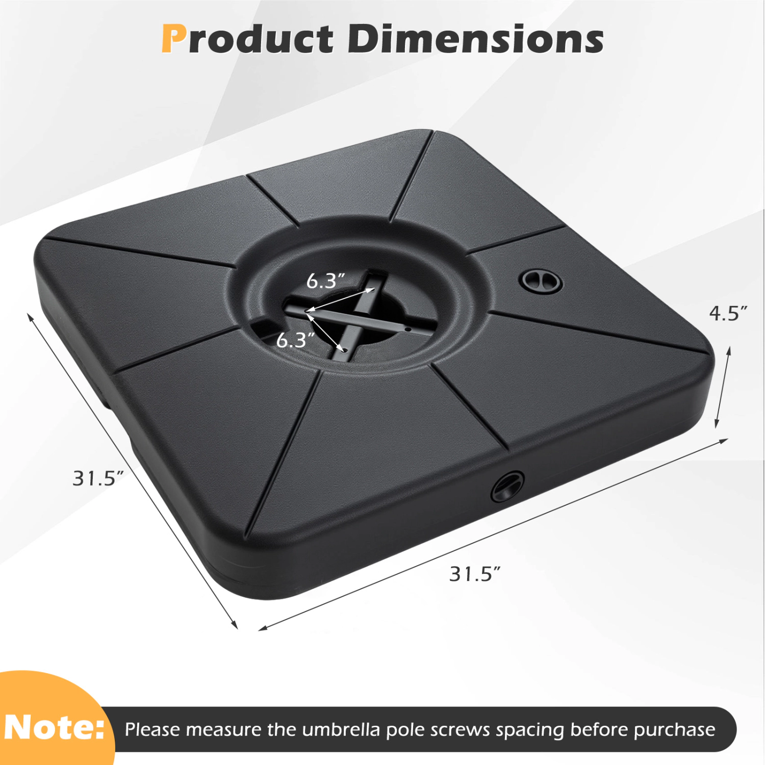 Slickblue Fillable Cantilever Patio Umbrella Base with Preinstalled Cross Bracket for Offset Umbrellas