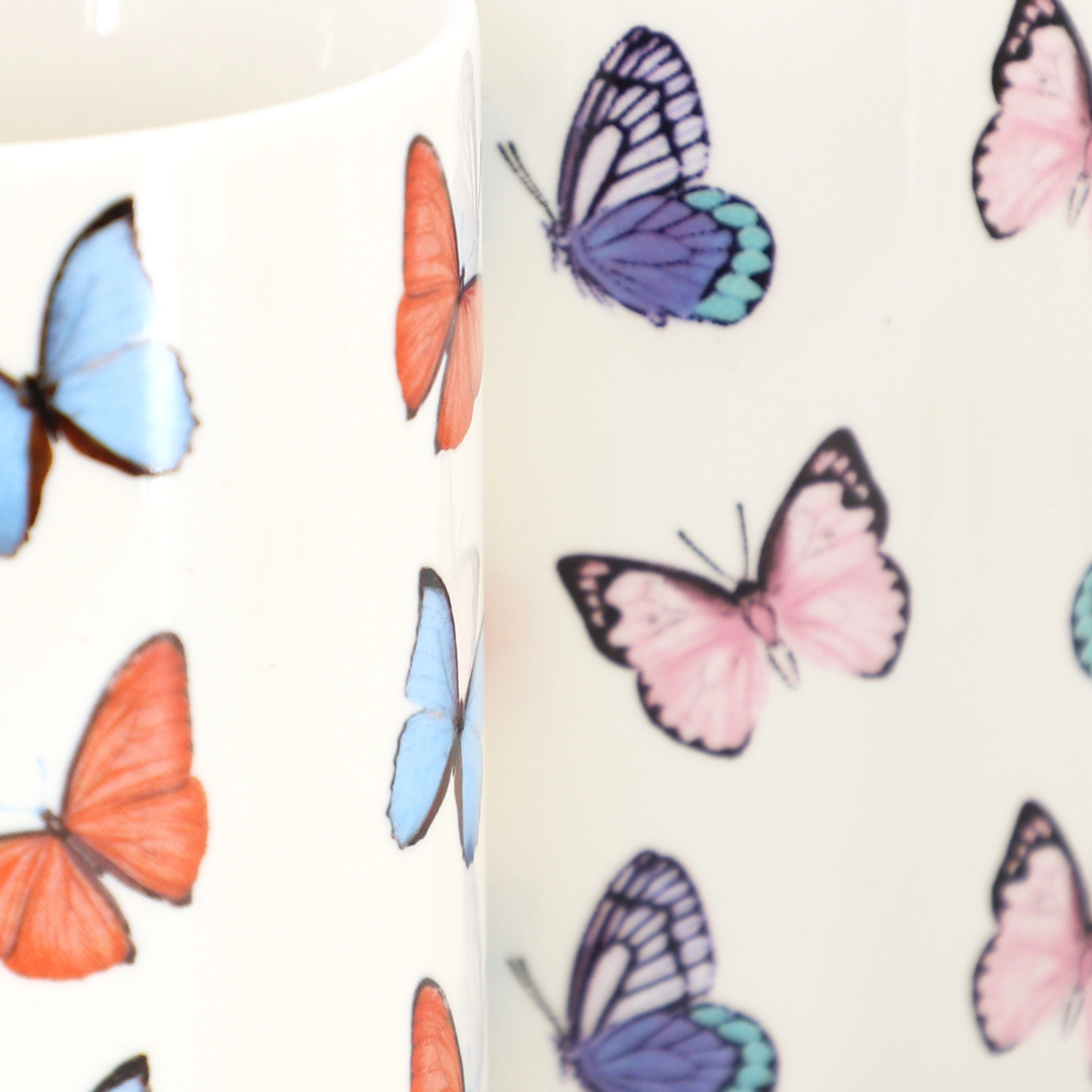 Gibson Home Butterfly Wings 4 Piece 18 Ounce Stoneware Mug Set in White