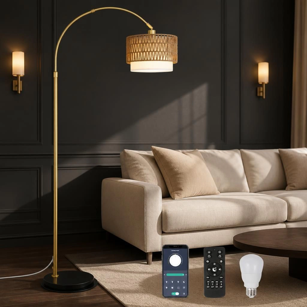 ELEMENT ACE Tall Woven Rattan Standing Floor Lamp