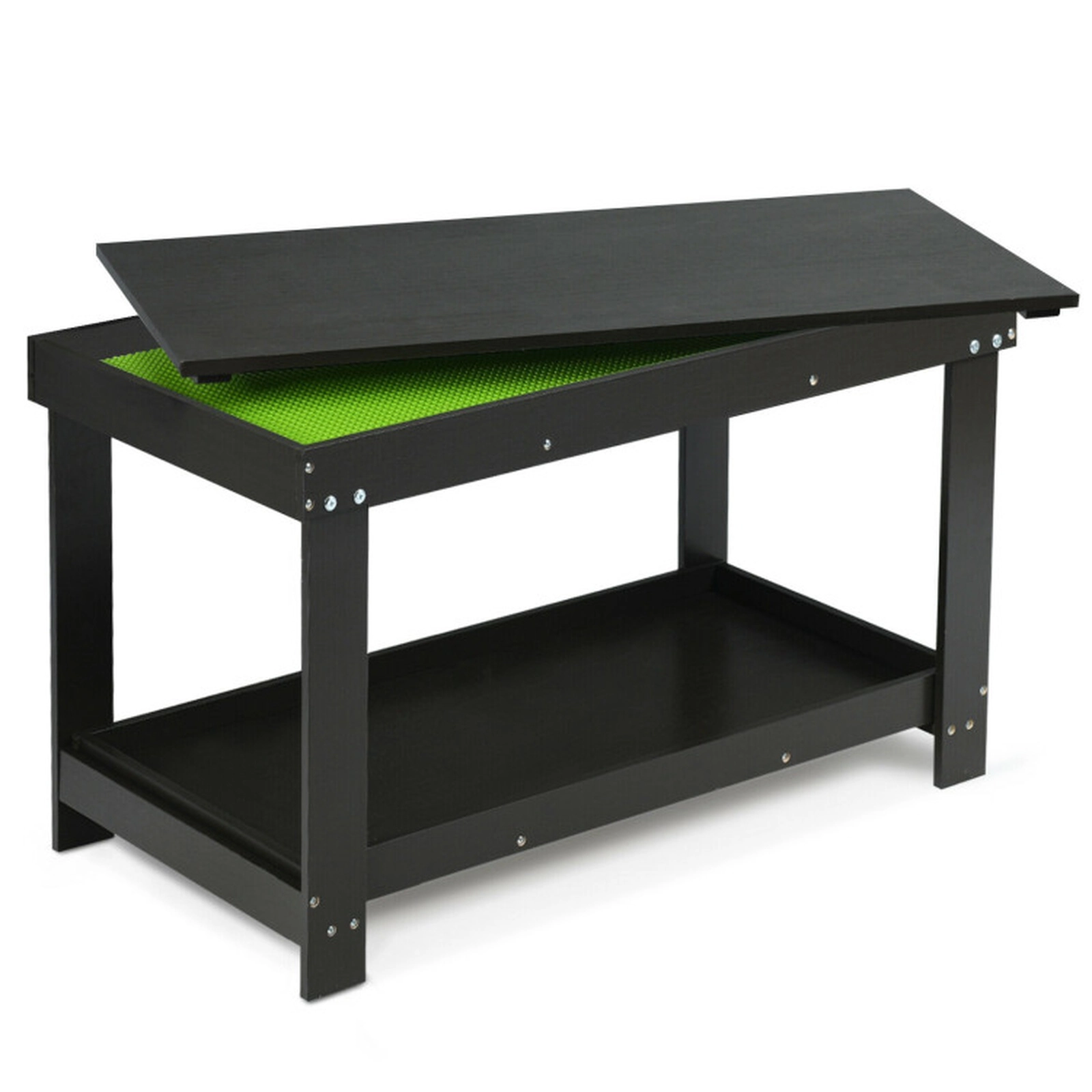 SUGIFT Solid Pine Multifunctional Kids Activity Play Table 200-lb Capacity Ages 3+ Dark Brown 32.5-in Long Single Table