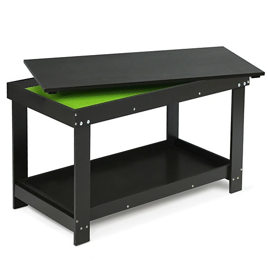 SUGIFT Solid Pine Multifunctional Kids Activity Play Table 200-lb Capacity Ages 3+ Dark Brown 32.5-in Long Single Table