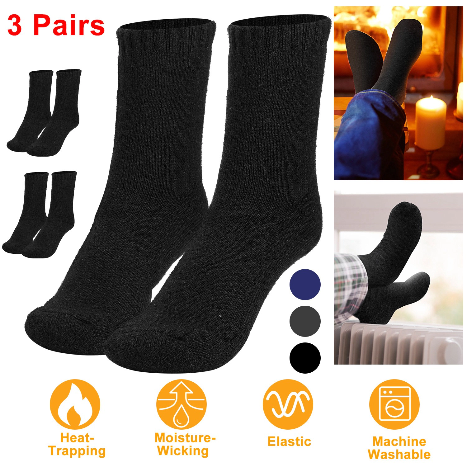 GBruno Thermal Wool Blend Socks, 3 Pairs