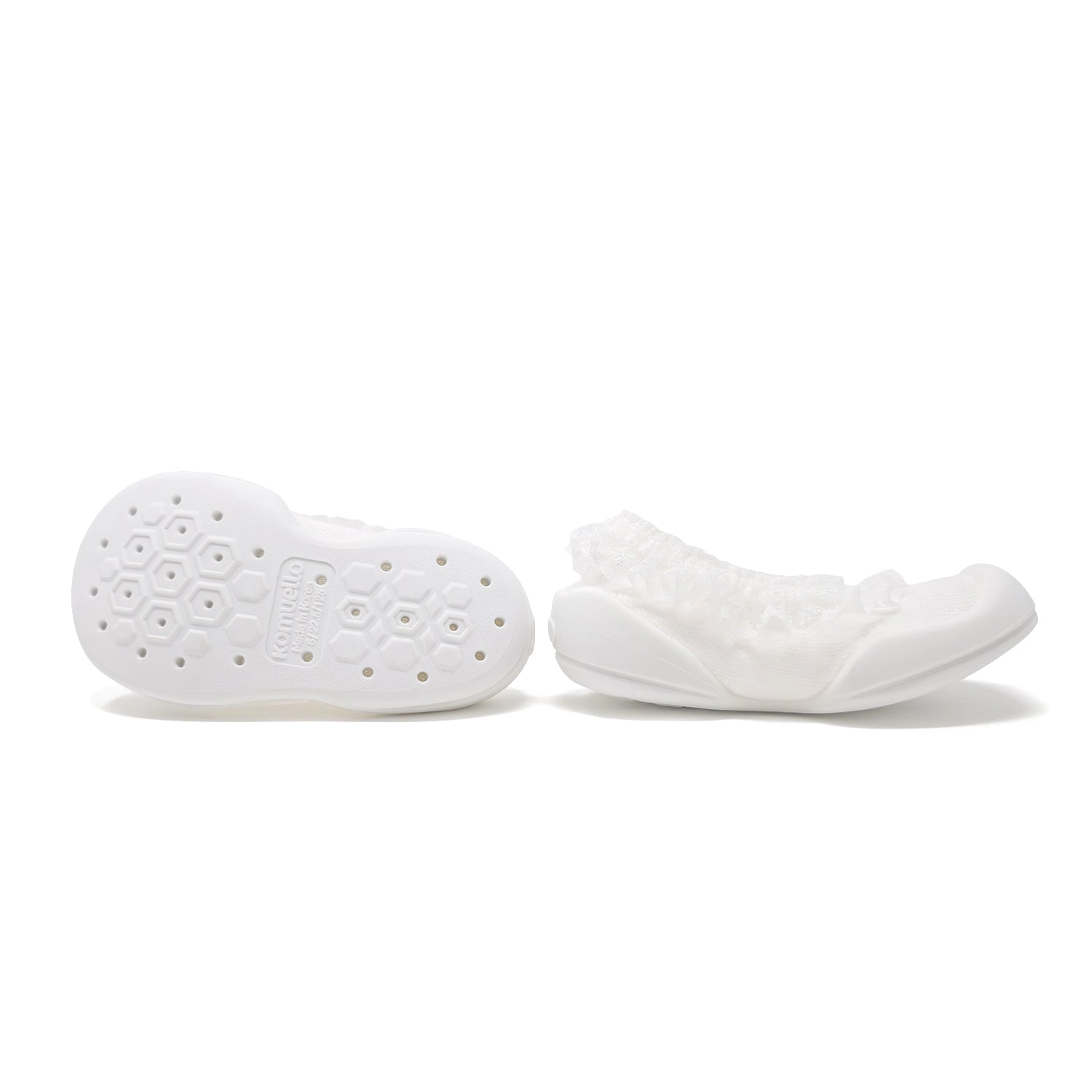 Komuello Toddler Girl First Walk Sock Shoes Flat - Snow Lace