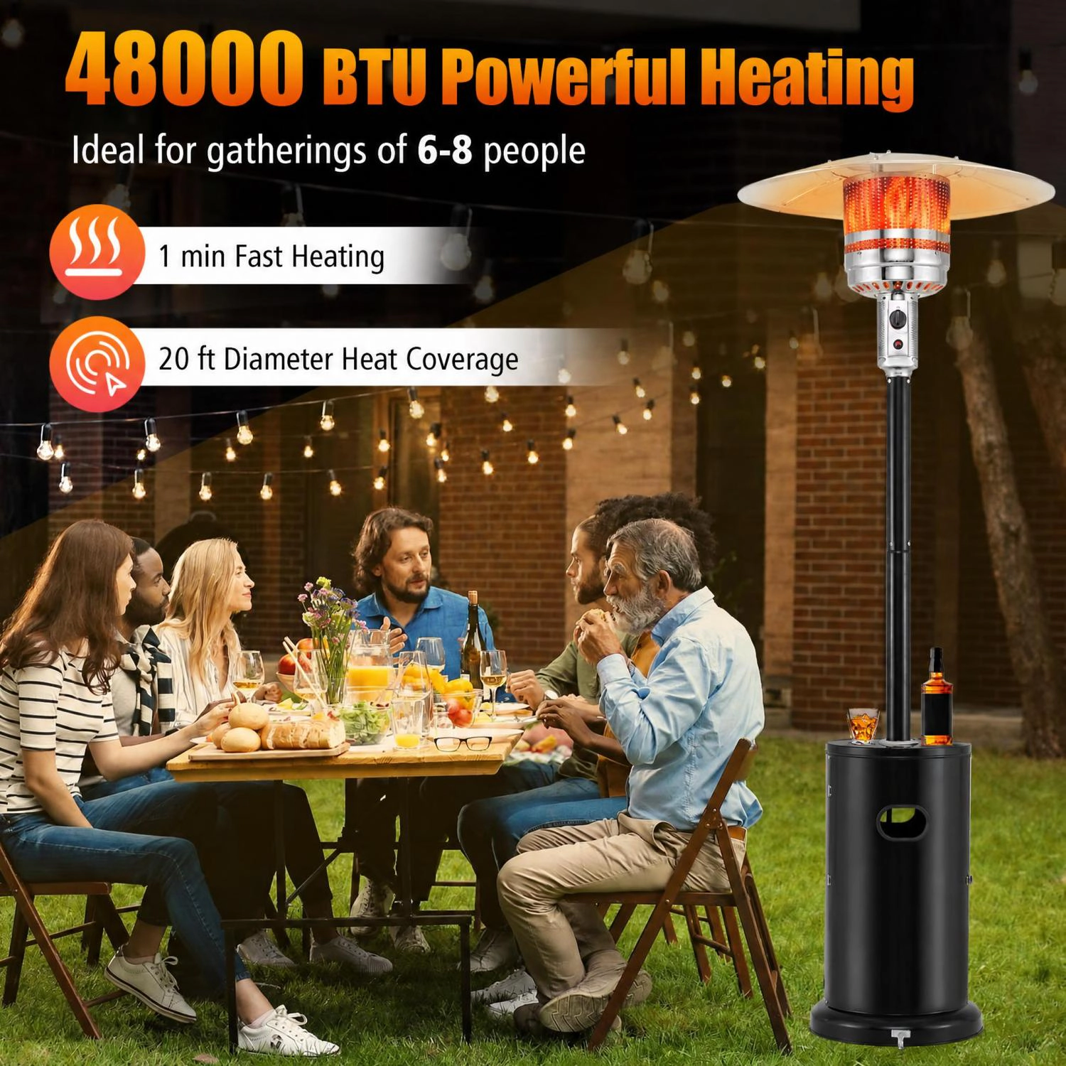 LJG 50000 BTU Propane Patio Heater with Round Table Design