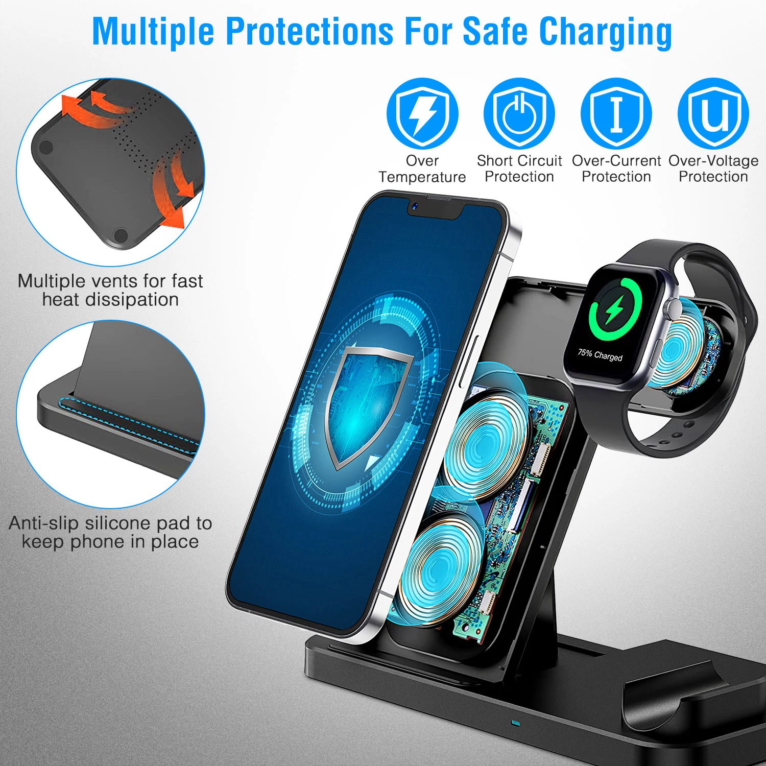 GBruno 4-in-1 Foldable Wireless Charging Station