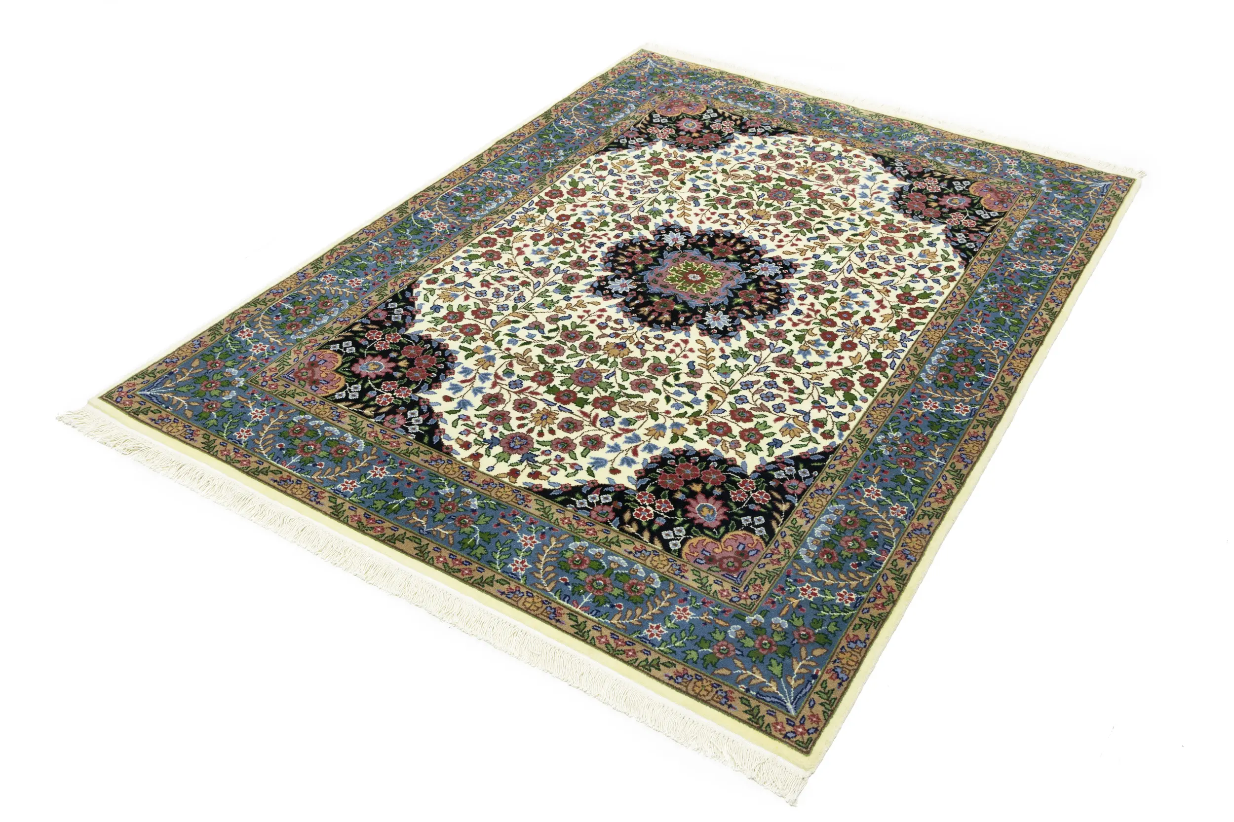 Magic Rugs 5'0 X 6'10 Hand Knotted Cream Kirman Floral Oriental Wool Rug