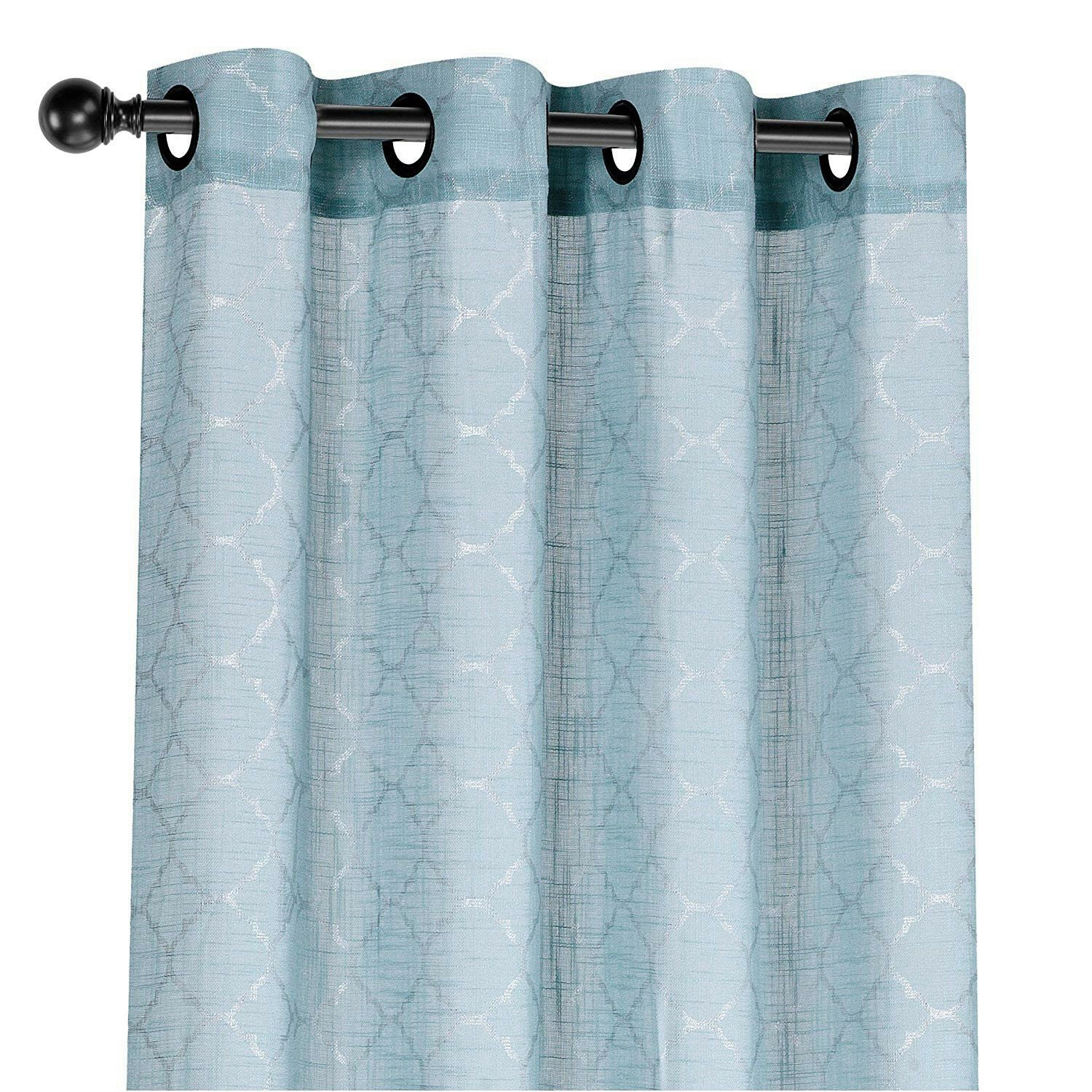 Kate Aurora Living 2 Pack Shabby Metallic Trellis Pastel Sheer Grommet Curtains