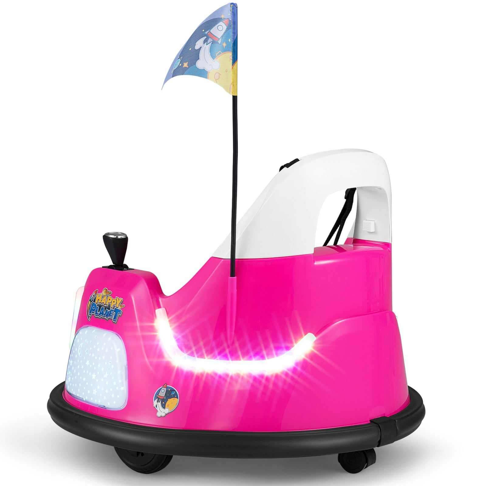 SUGIFT 12V Ride On Bumper Car with Remote Control and Flashing Lights 55-lb Capacity Ages 18-72 Months 23.5-in Wide Pink