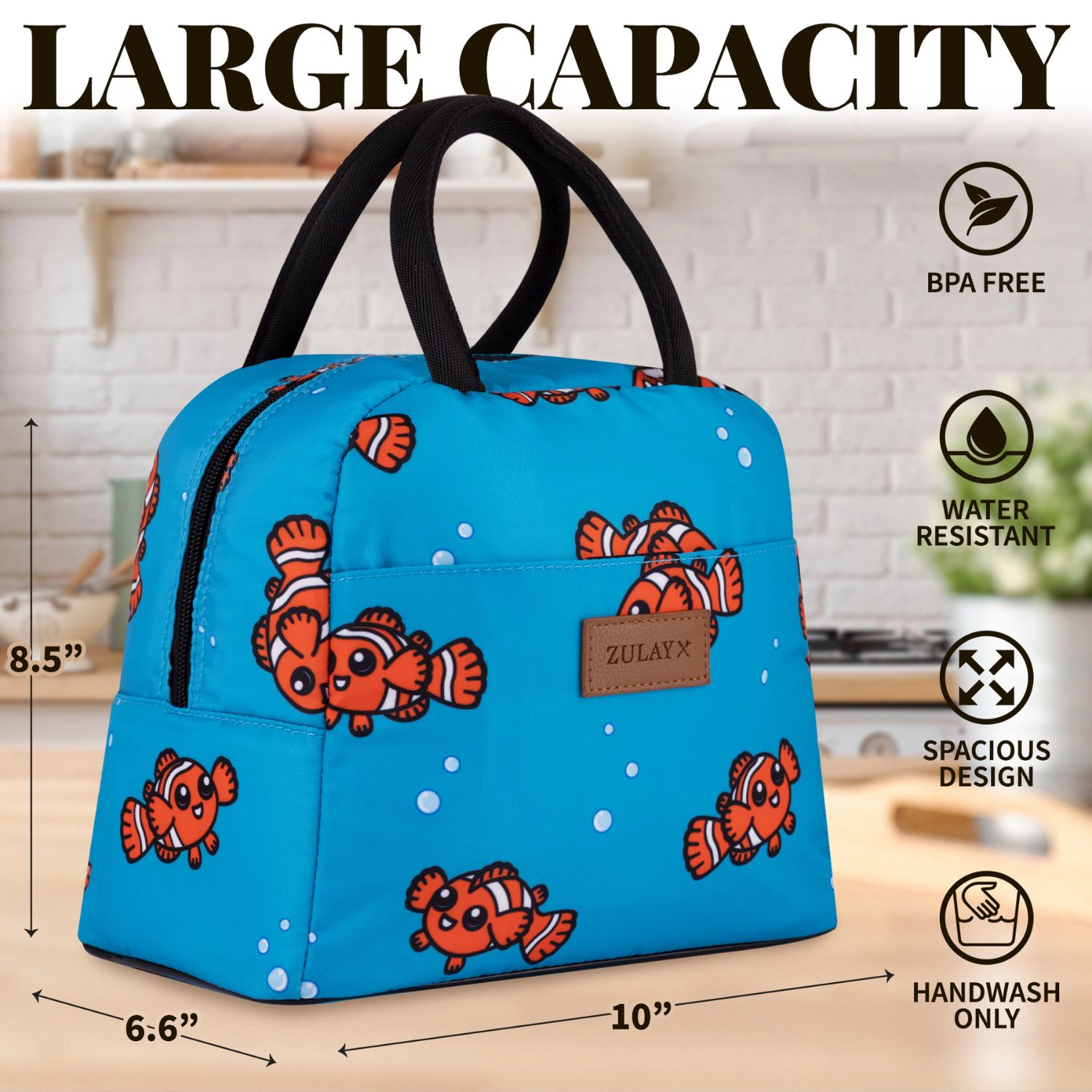 Zulay Kitchen Insulated Lunch Box For Women - Tote Lunch Bag Women Insulated With Soft Padded Handles